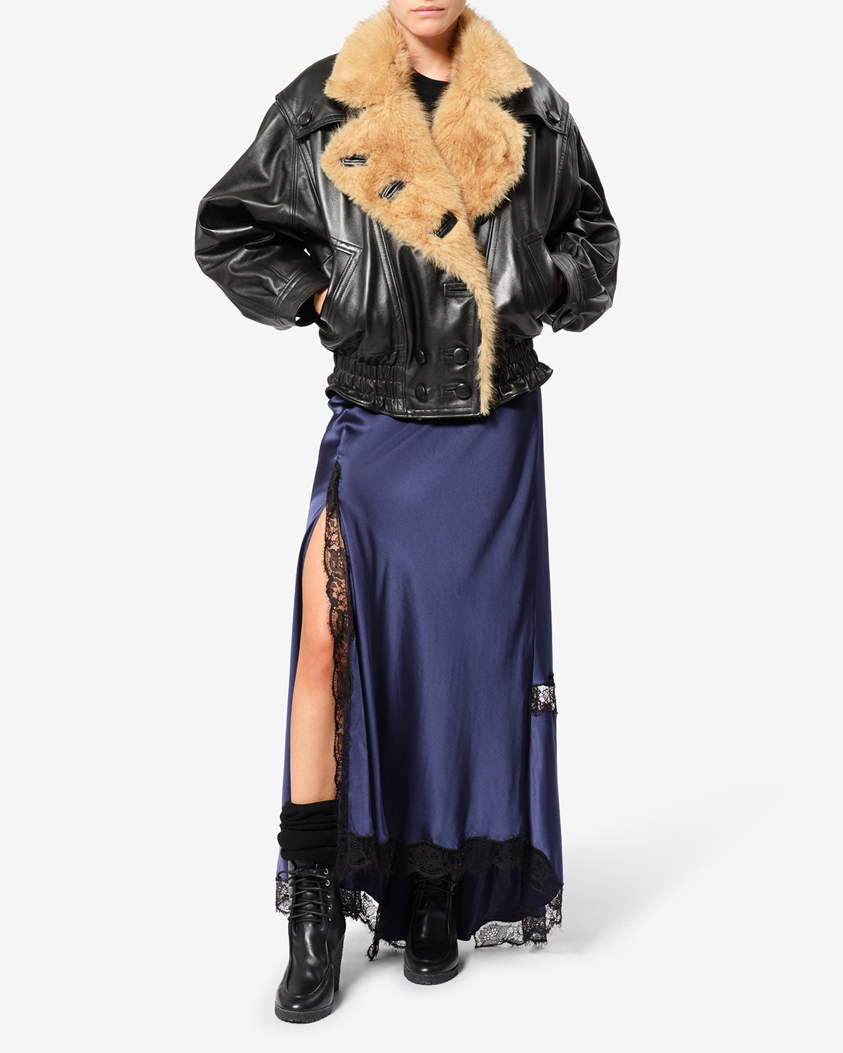 Isabel Marant Valina veste cuir agneau oversize noir