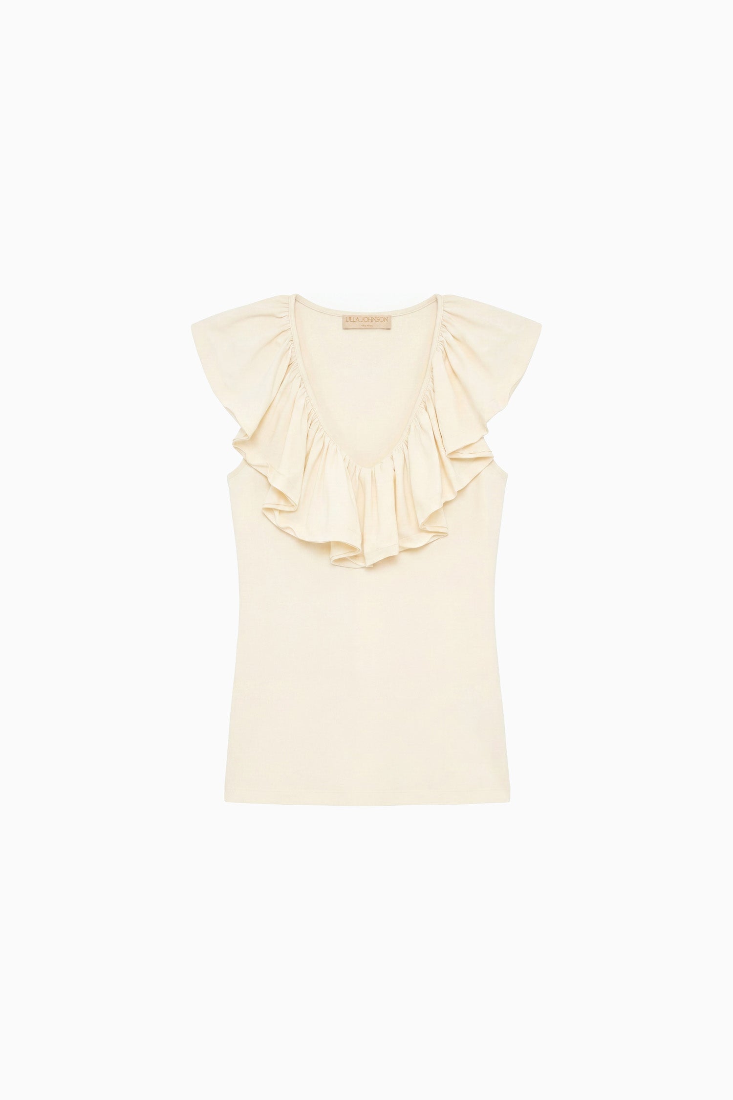 Ulla Johnson Elsie Top haut coton blanc Cowrie sans manches