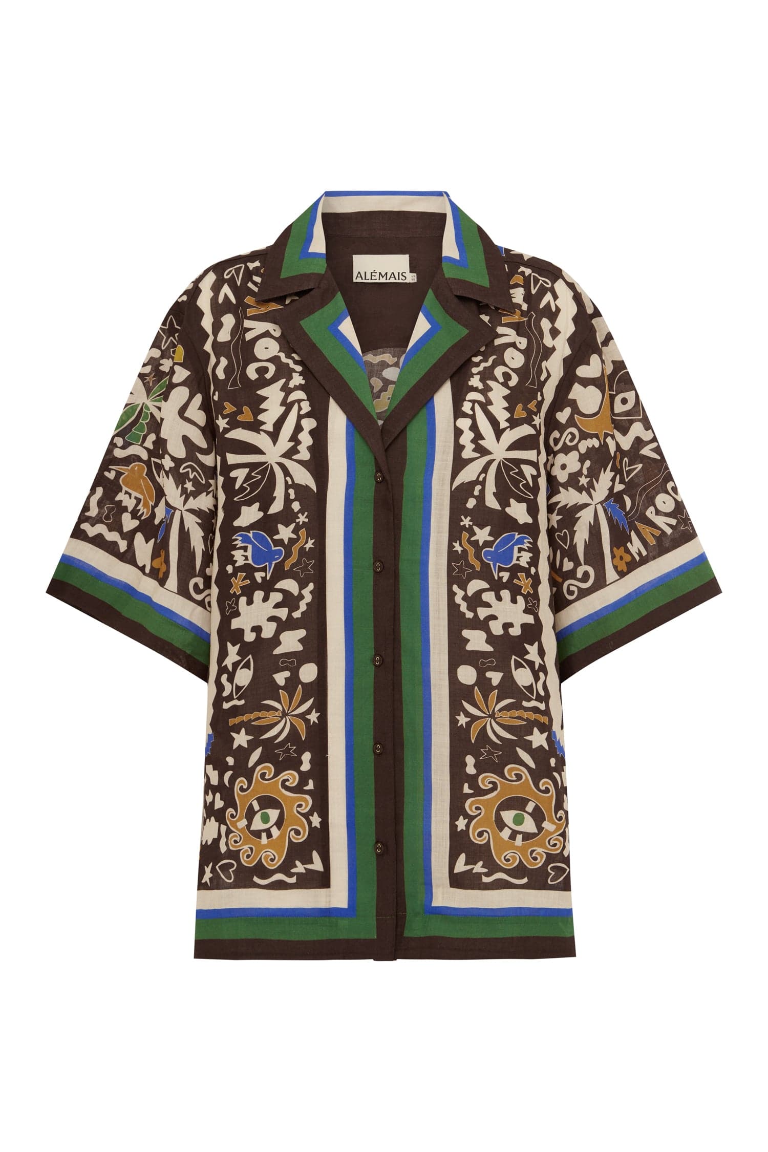 Alemais Maroc chemise en ramie imprimé bordure