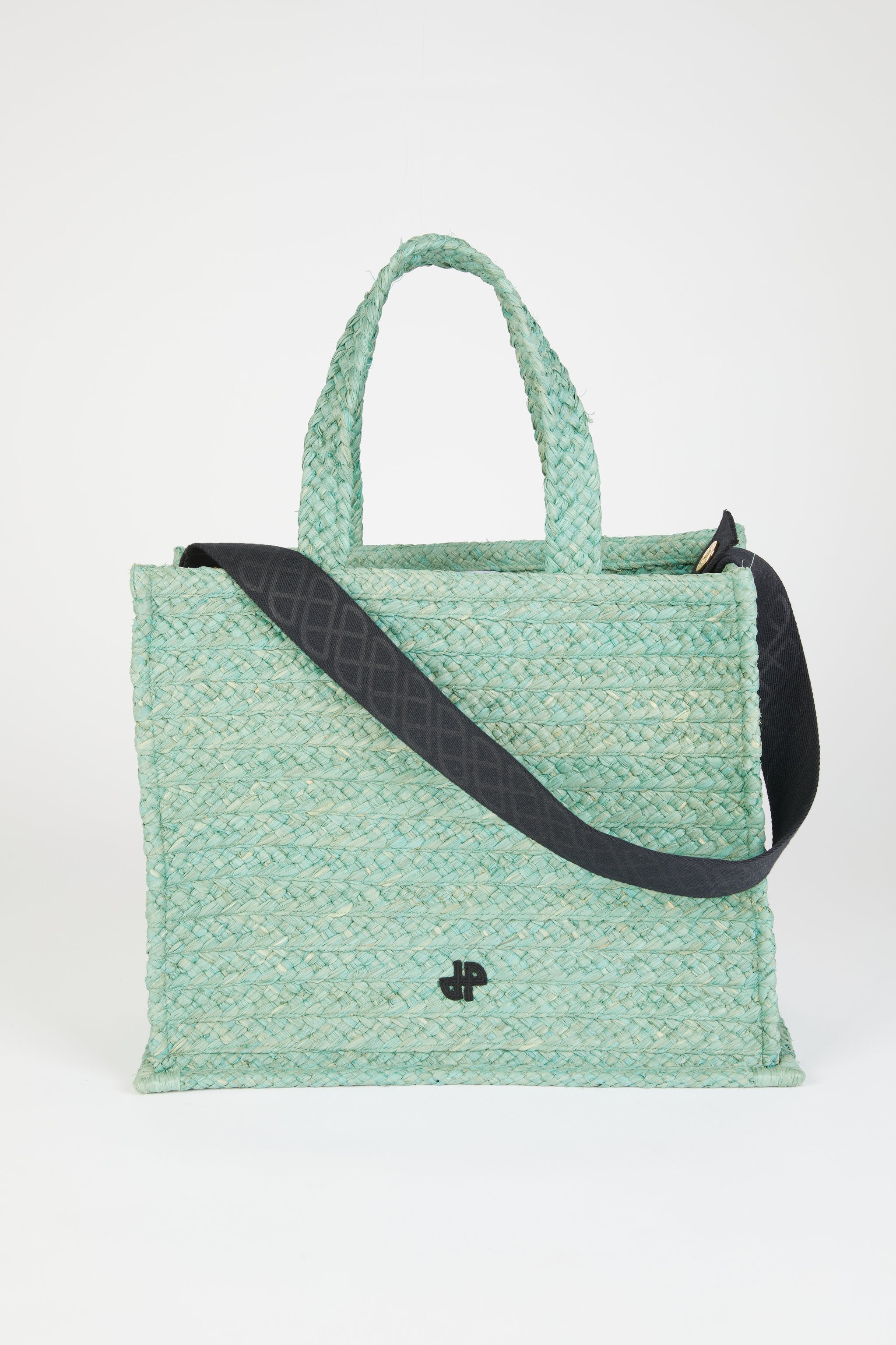 Patou P24AC045 tote raphia vert menthe grand JP