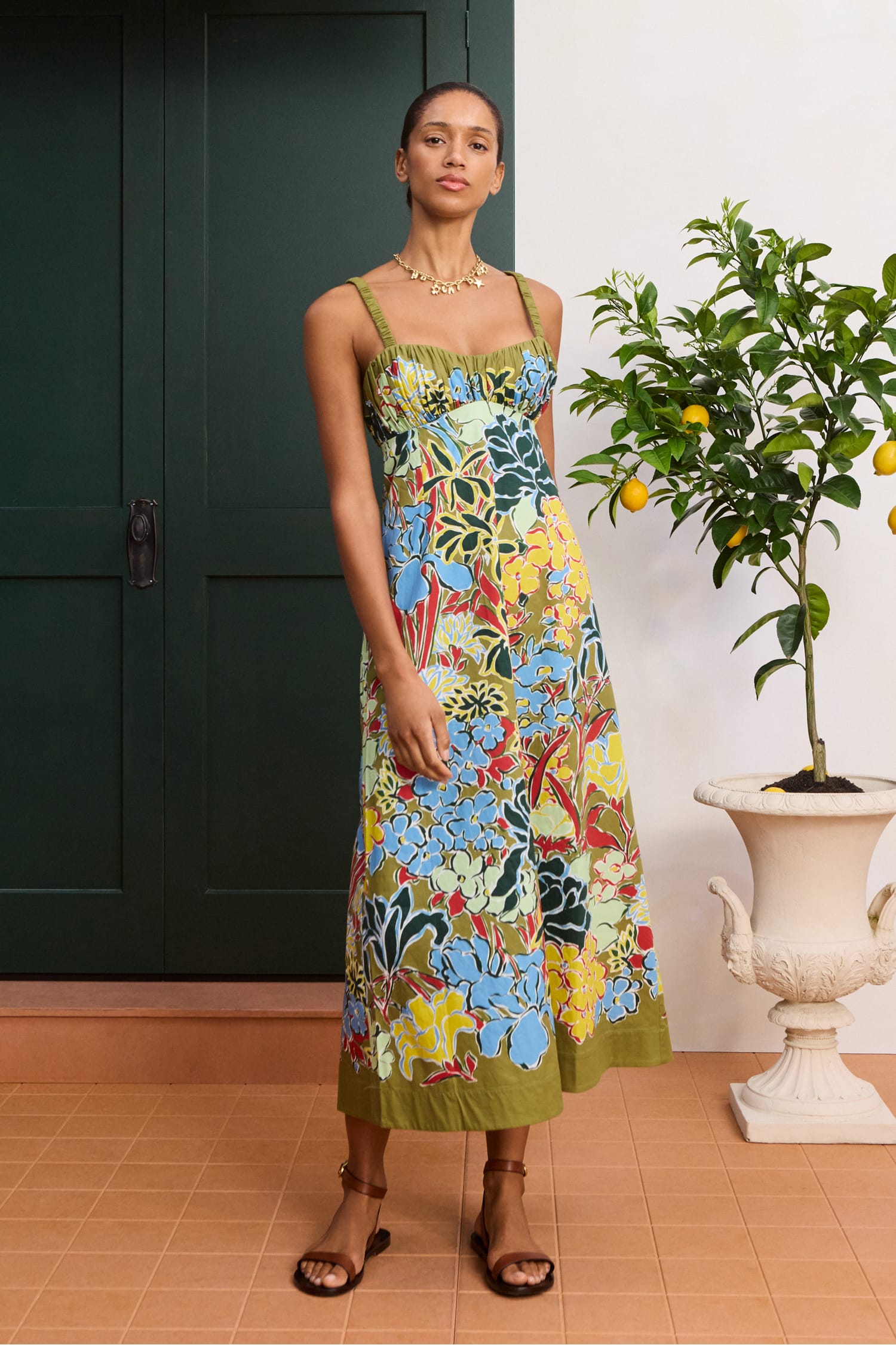 Alemaïs Solstice Midi Dress robe midi coton fleurie taille 8