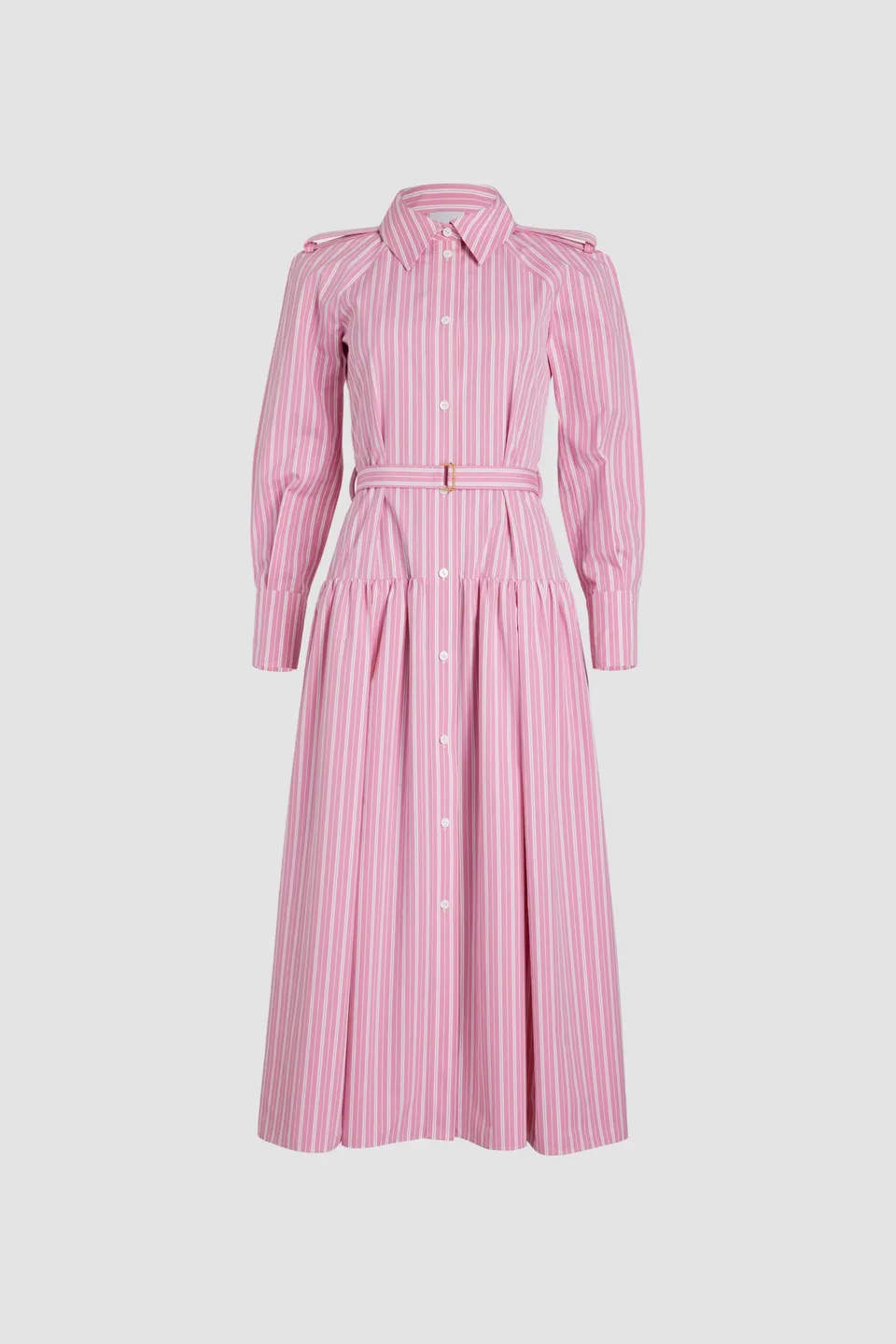 Patou H24DR154 robe chemise maxi rose rayée coton durable