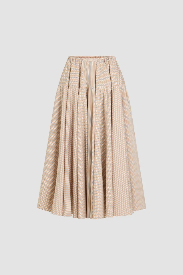 Patou SK080 jupe longue coton bio rayures beige