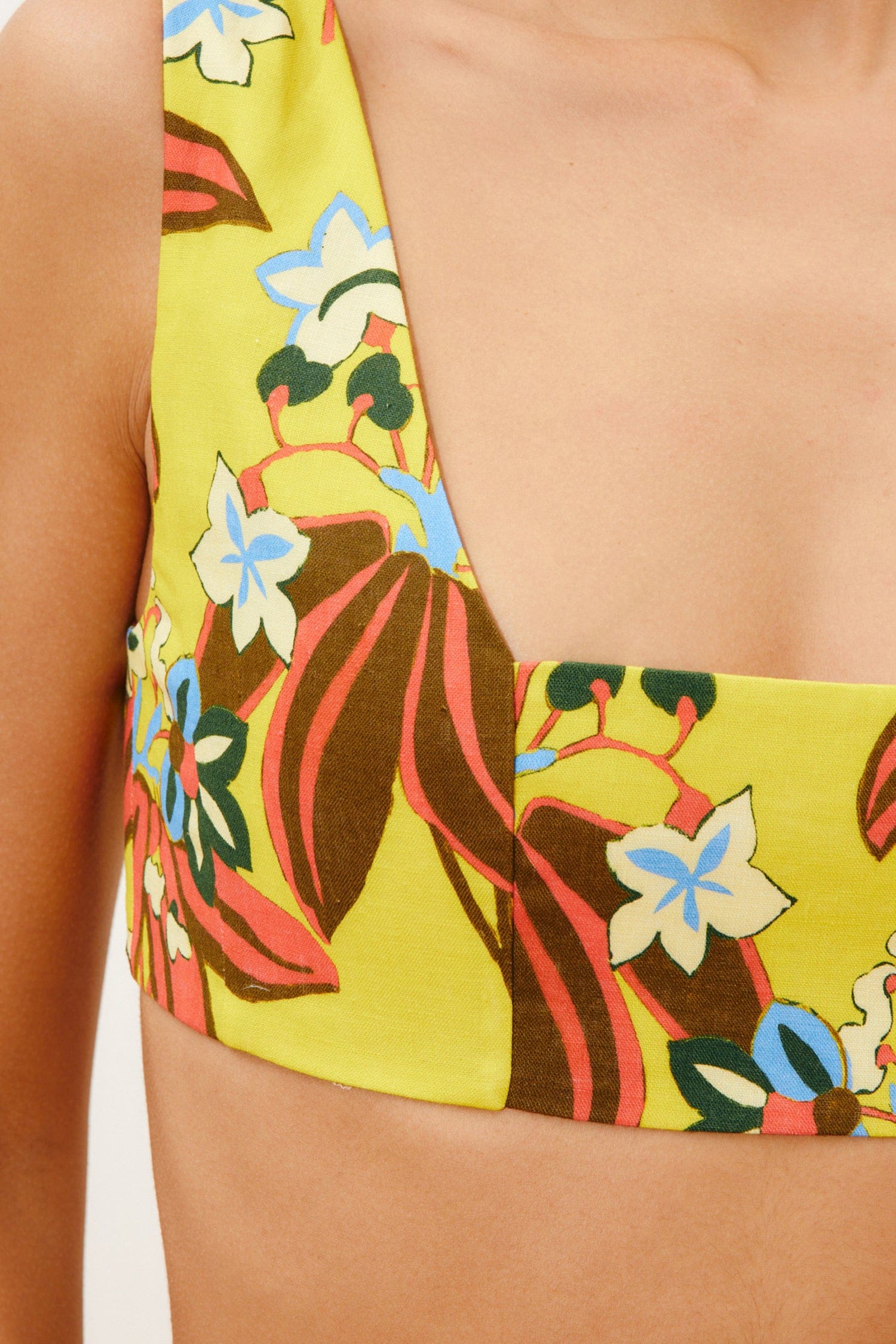 Alemais Leo top crop lin imprimé floral