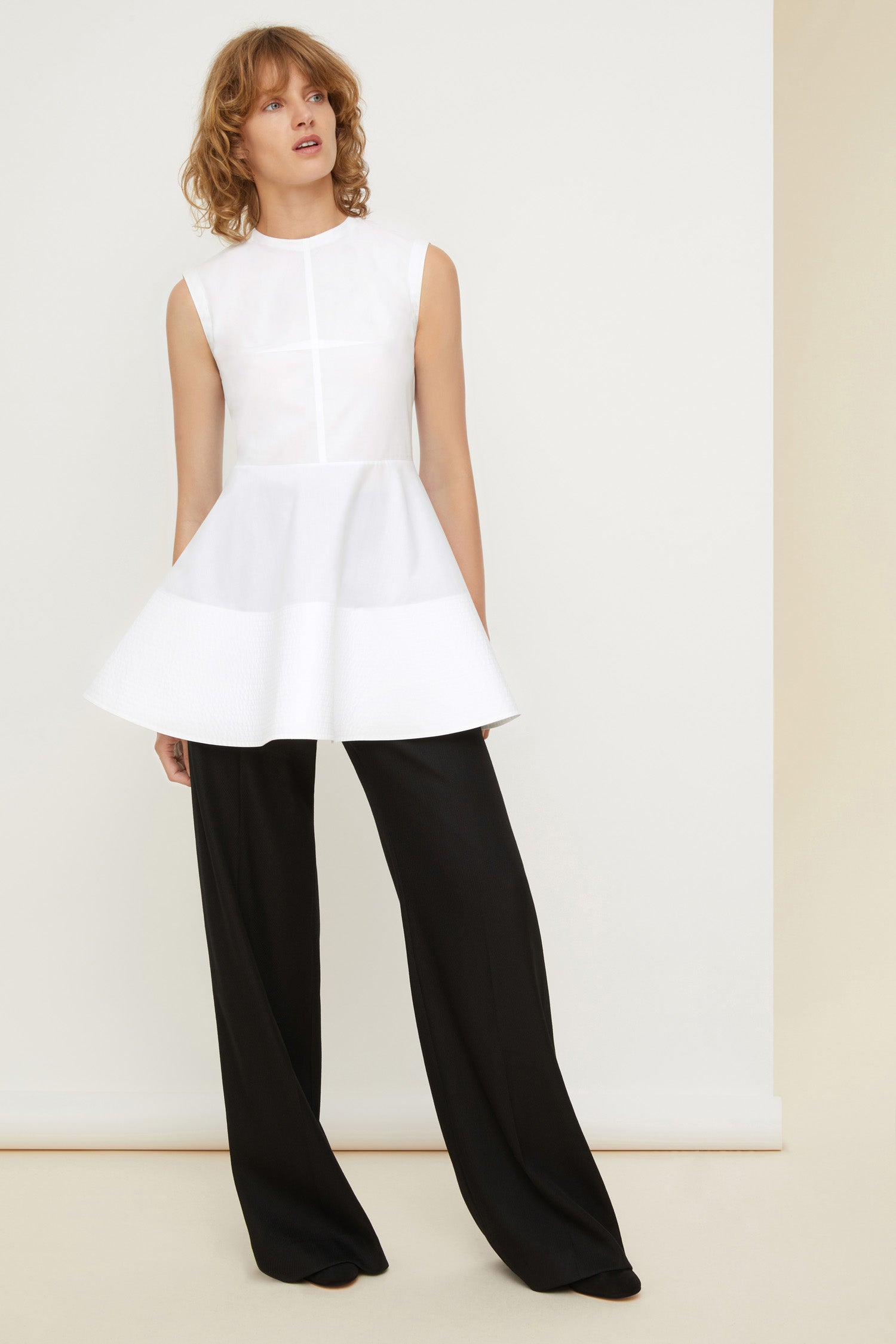 Patou TO023 top peplum coton bio blanc col amovible