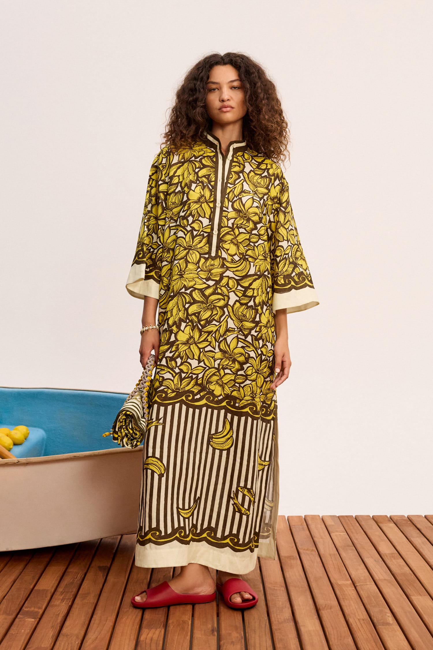 Alemaïs Mona robe tunique chanvre floral