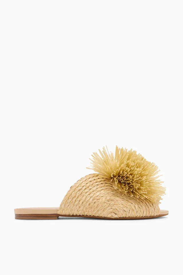 Ulla Johnson Raffia Fringe Flat mules plates Sand raphia