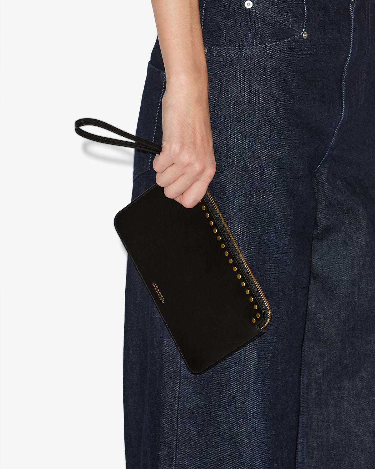 Isabel Marant Oskan MP0062FA pochette noir cuir clous