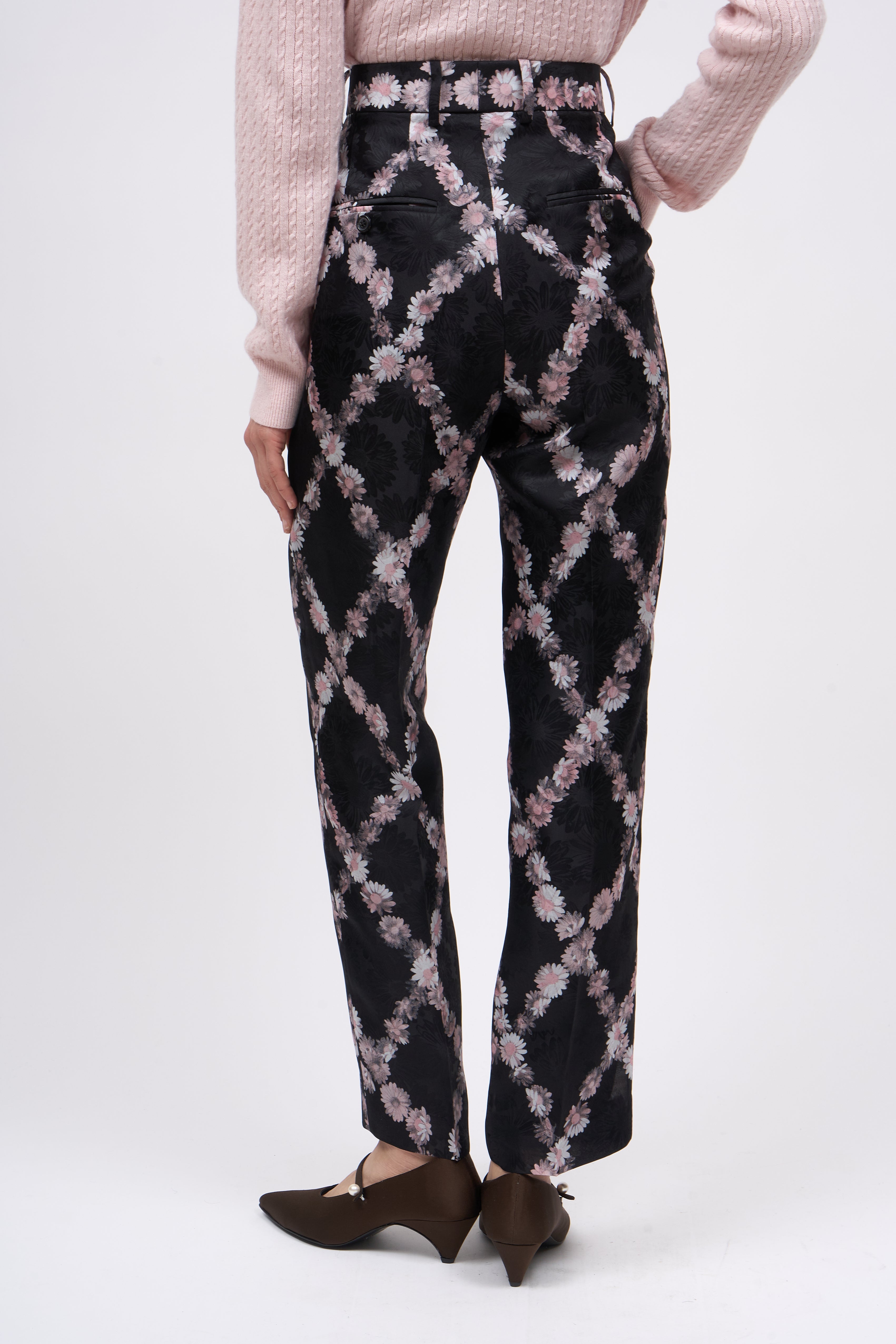 PAUL & JOE Tailoring Pantalon droit organza soie jacquard noir