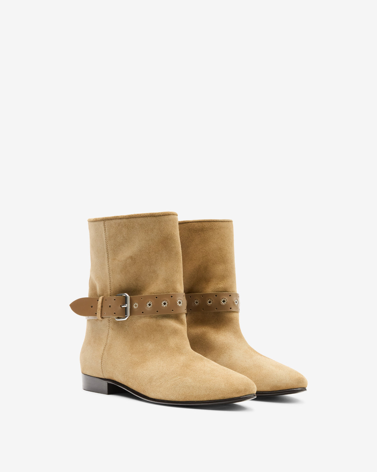 Isabel Marant Reena bottines cuir velours taupe plates