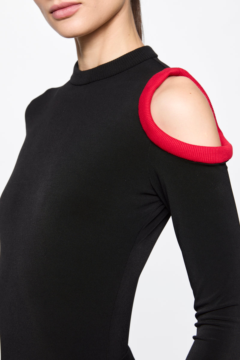ATU Body Couture Bodysuits Body Épaule Rouge Manches Longues S