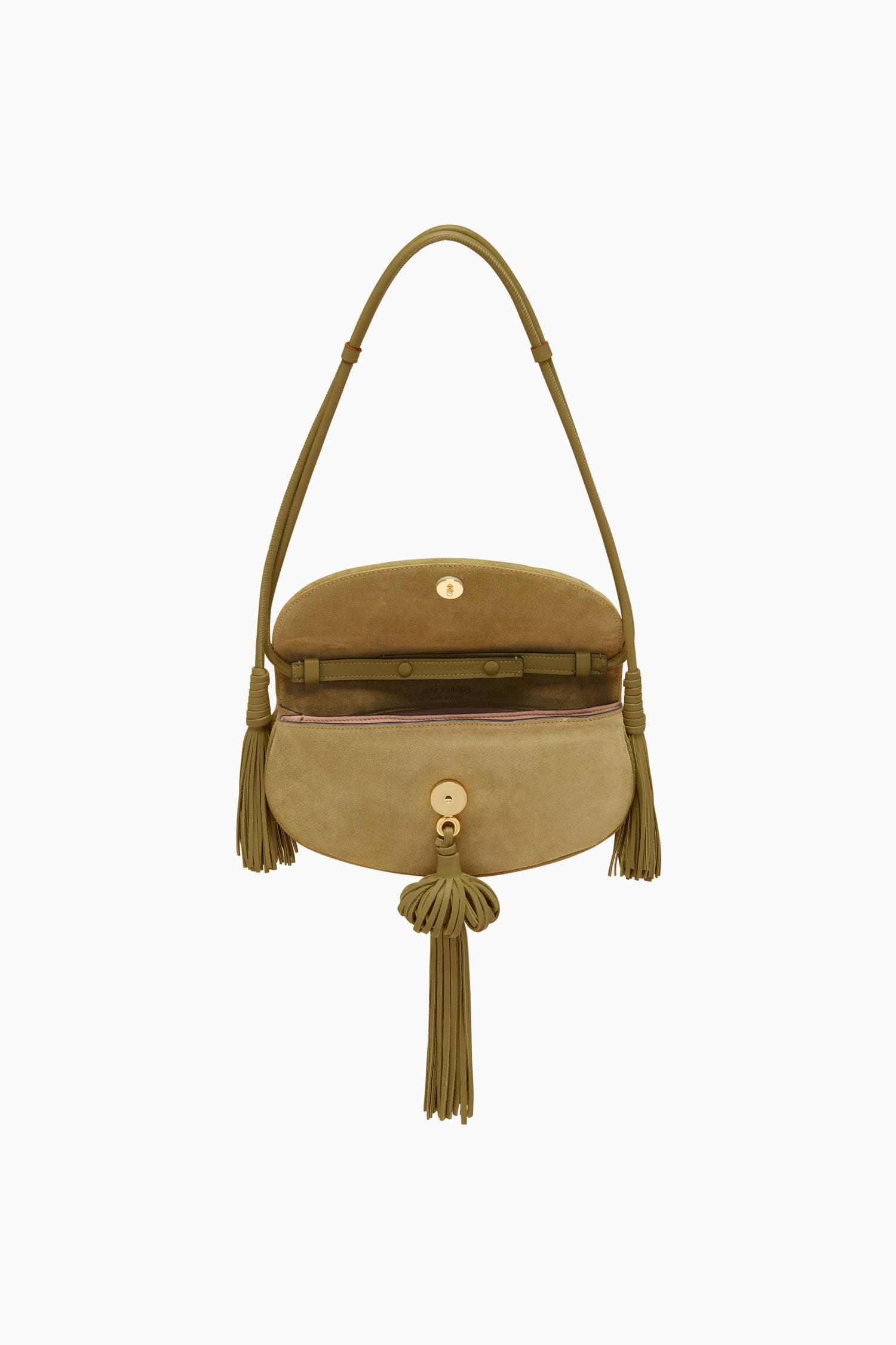 Ulla Johnson Paloma sac olive cuir suède pompons