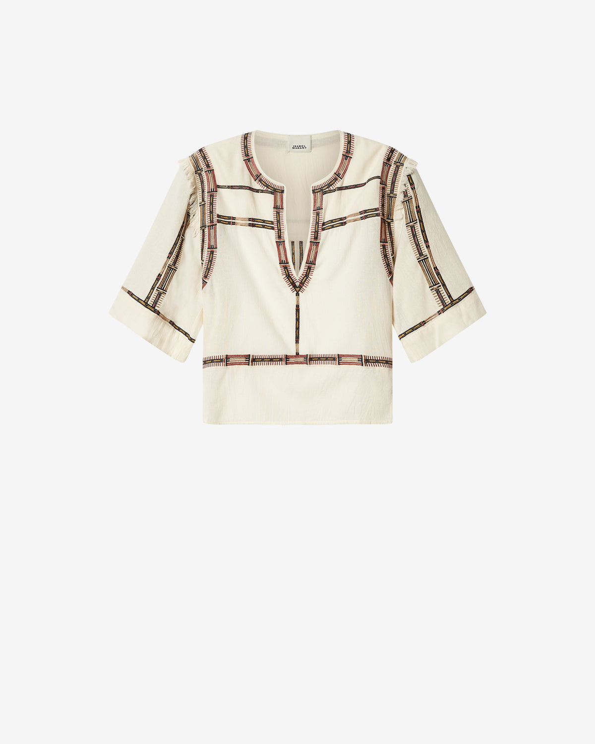 Isabel Marant Fiosa HT0907FA top soie écru brodé