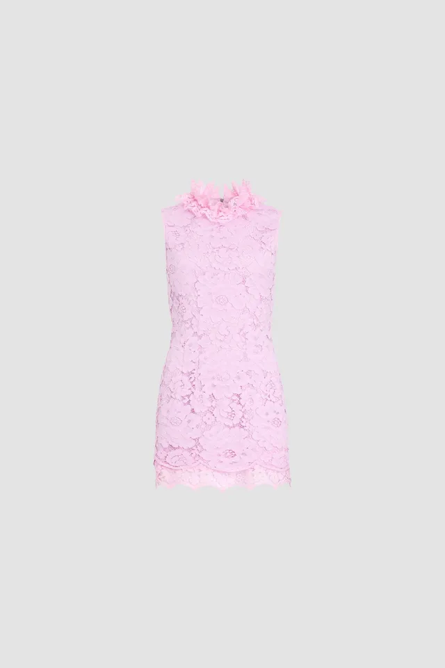 Patou DR228 robe mini sans manches Pink Parfait dentelle