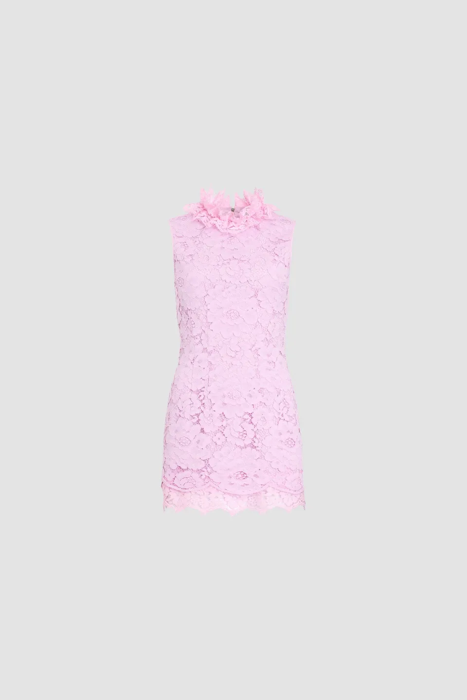 Patou DR228 robe mini sans manches Pink Parfait dentelle