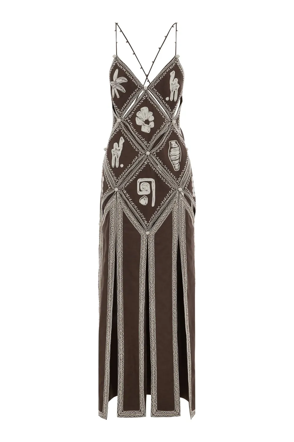 Alemaïs Leandra robe midi slip brodée ramie