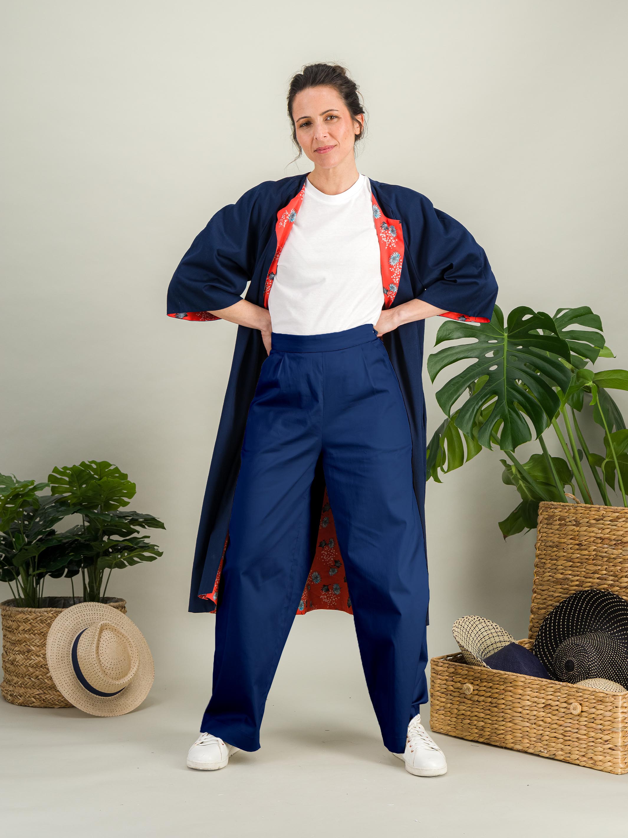 Anahide Saint André Haori veste kimono réversible coton fleuri