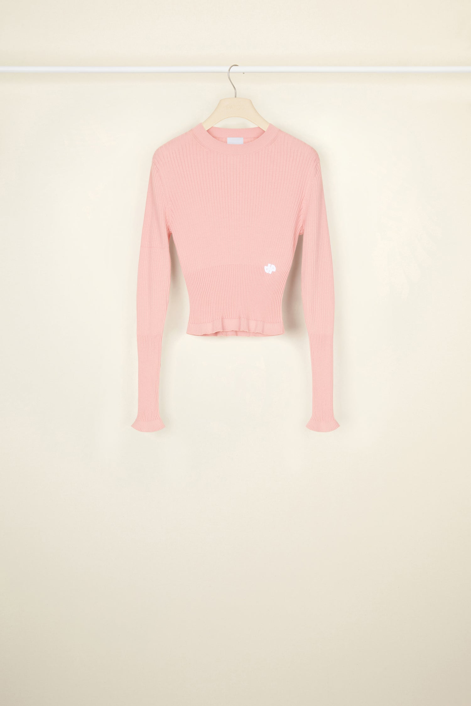 Patou Fitted pull coton bio côtelé rose Antique Pink