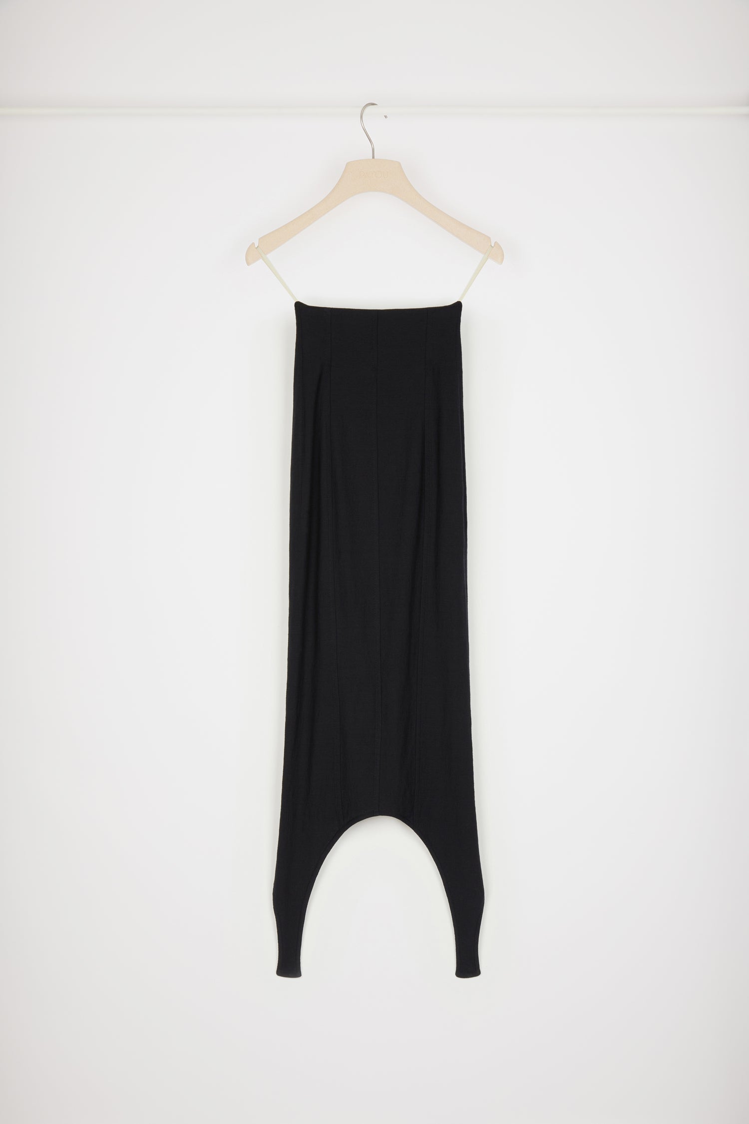 Patou jupe midi SK040 seersucker stretch organique noire