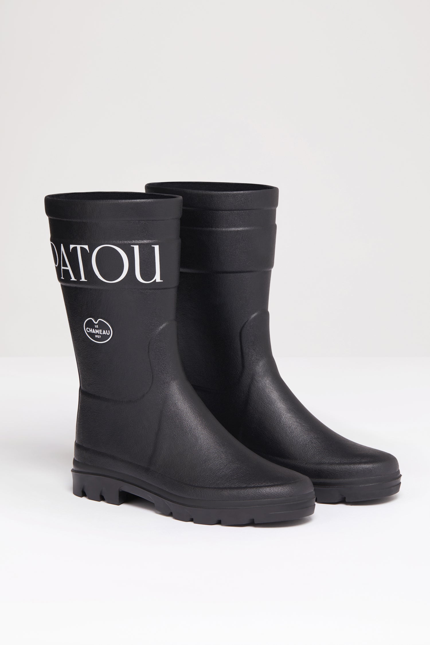 Patou FO010 bottes caoutchouc noires mi-mollet