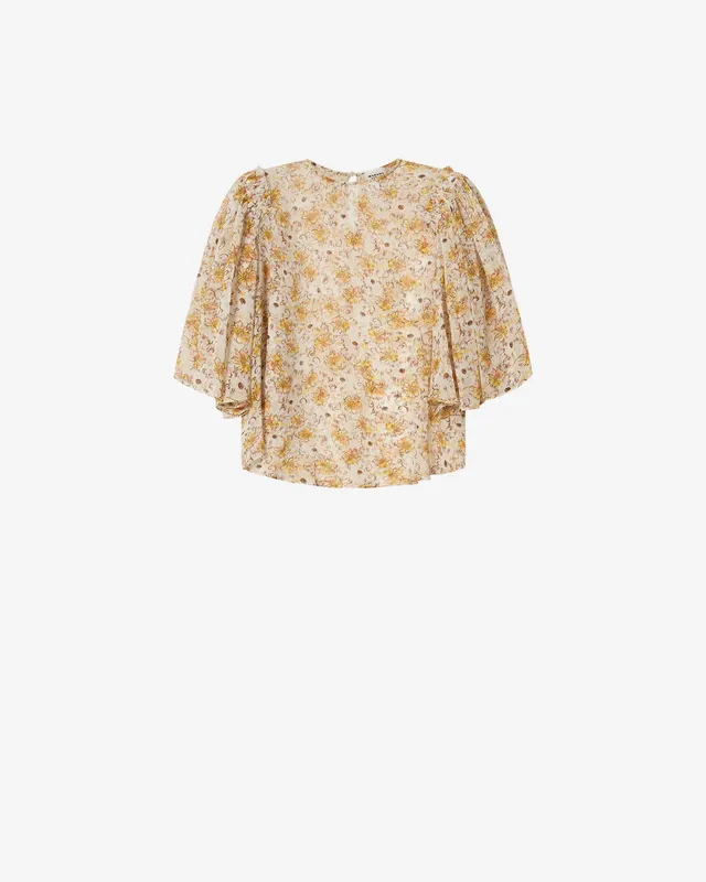 Isabel Marant Floma top mousseline jaune-écru