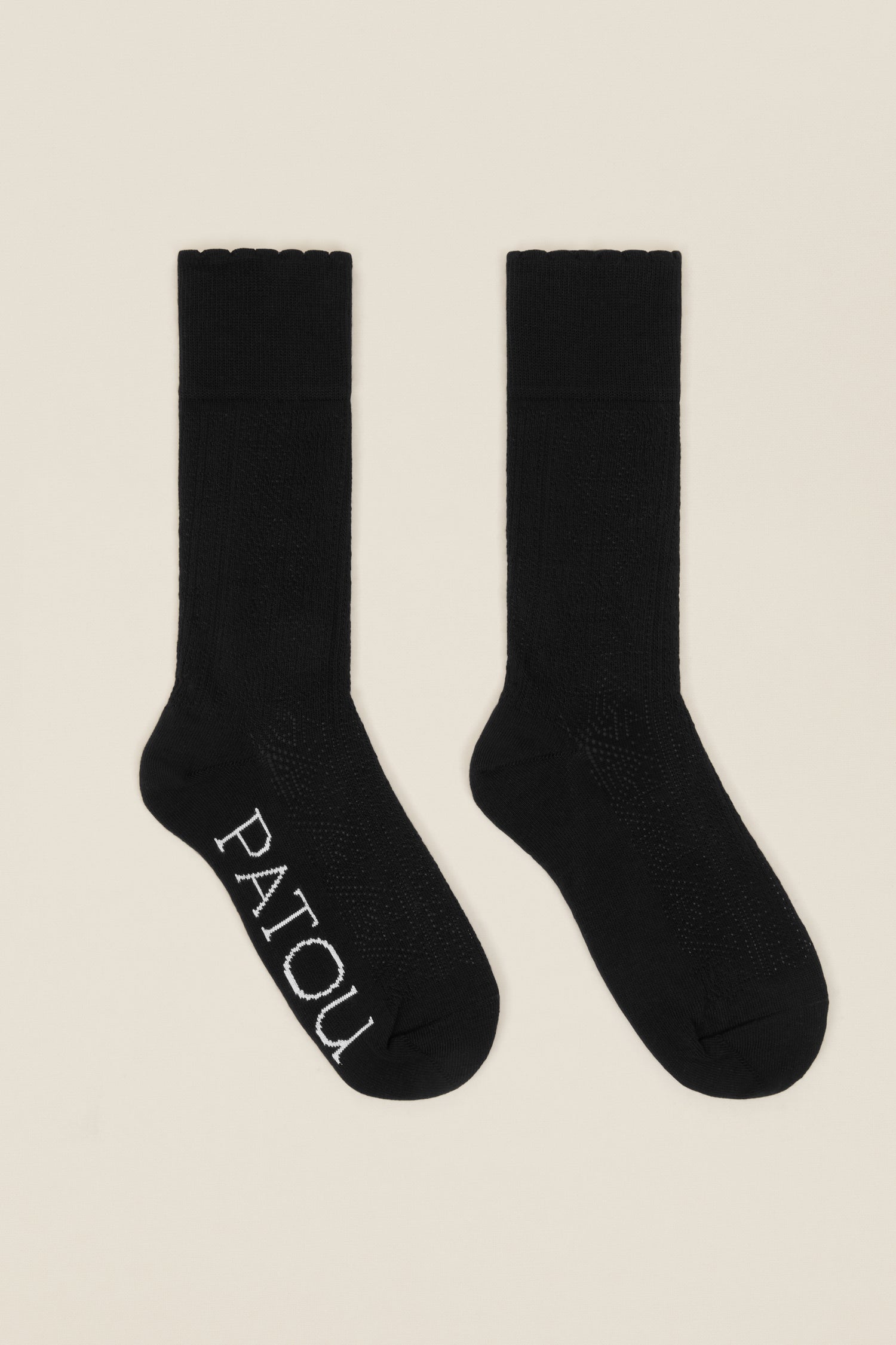 Patou Accessories P22AC0410118900B chaussettes coton bio noir blanc x2