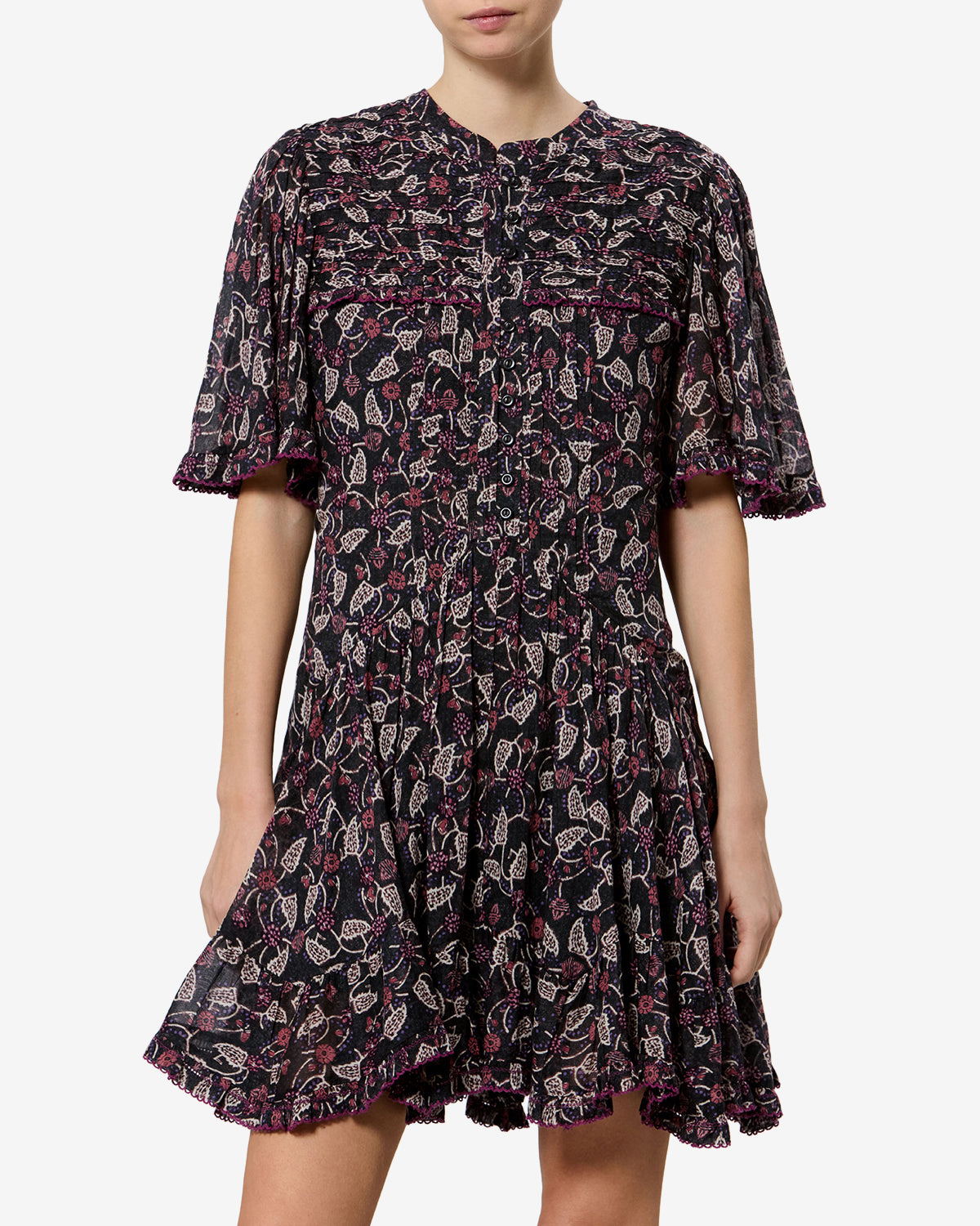 Isabel Marant Daynia robe noir framboise voile coton