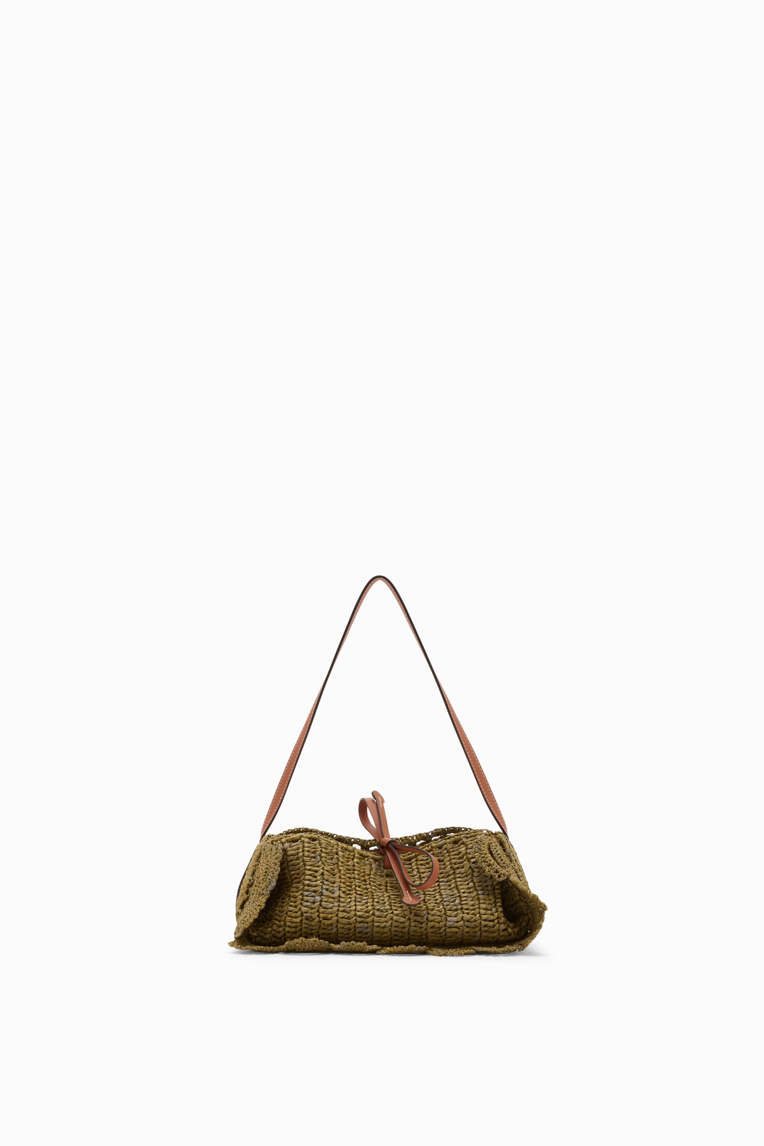 Ulla Johnson Marina pochette raphia Olive épaule