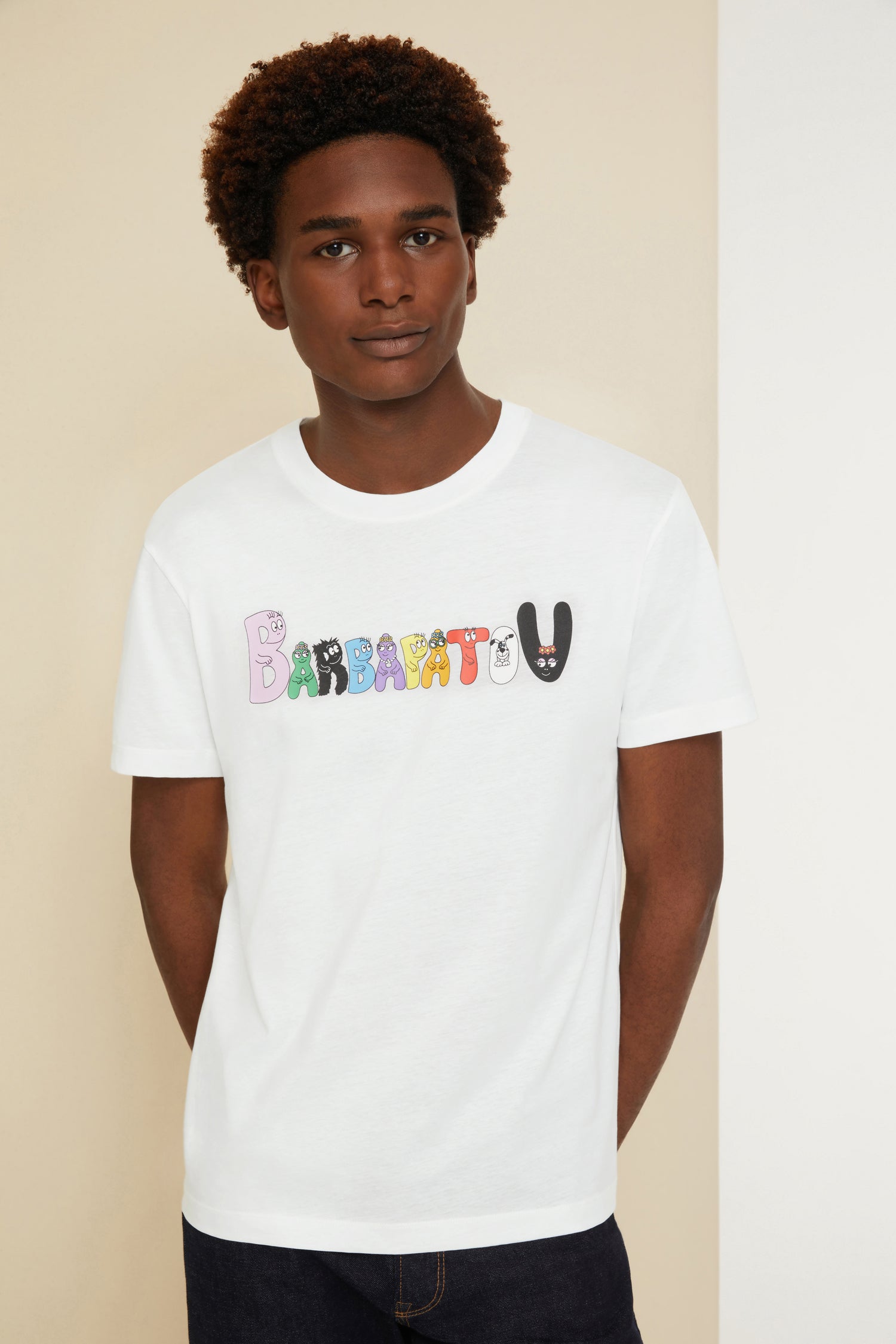 Patou JE046 t-shirt blanc coton bio barbapatou col rond