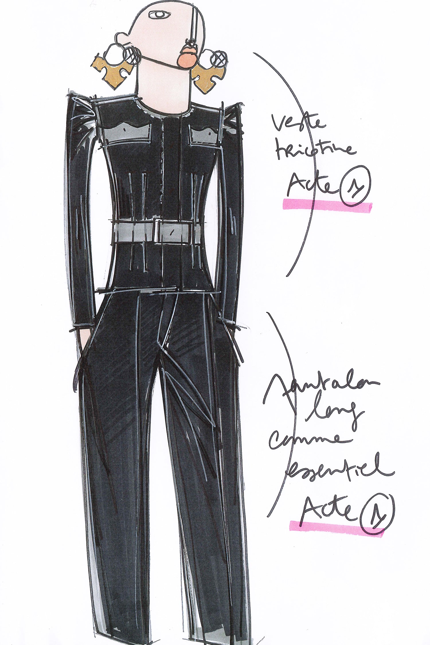 Patou H21JA0140071999B veste laine noire cropped