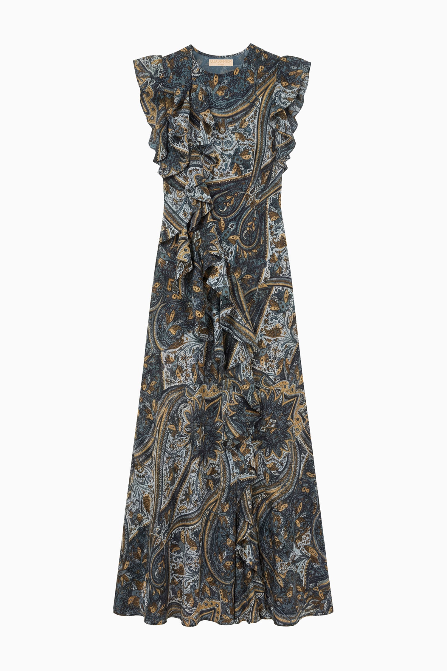 Ulla Johnson Ameline FA260134 robe soie Prussian bleue