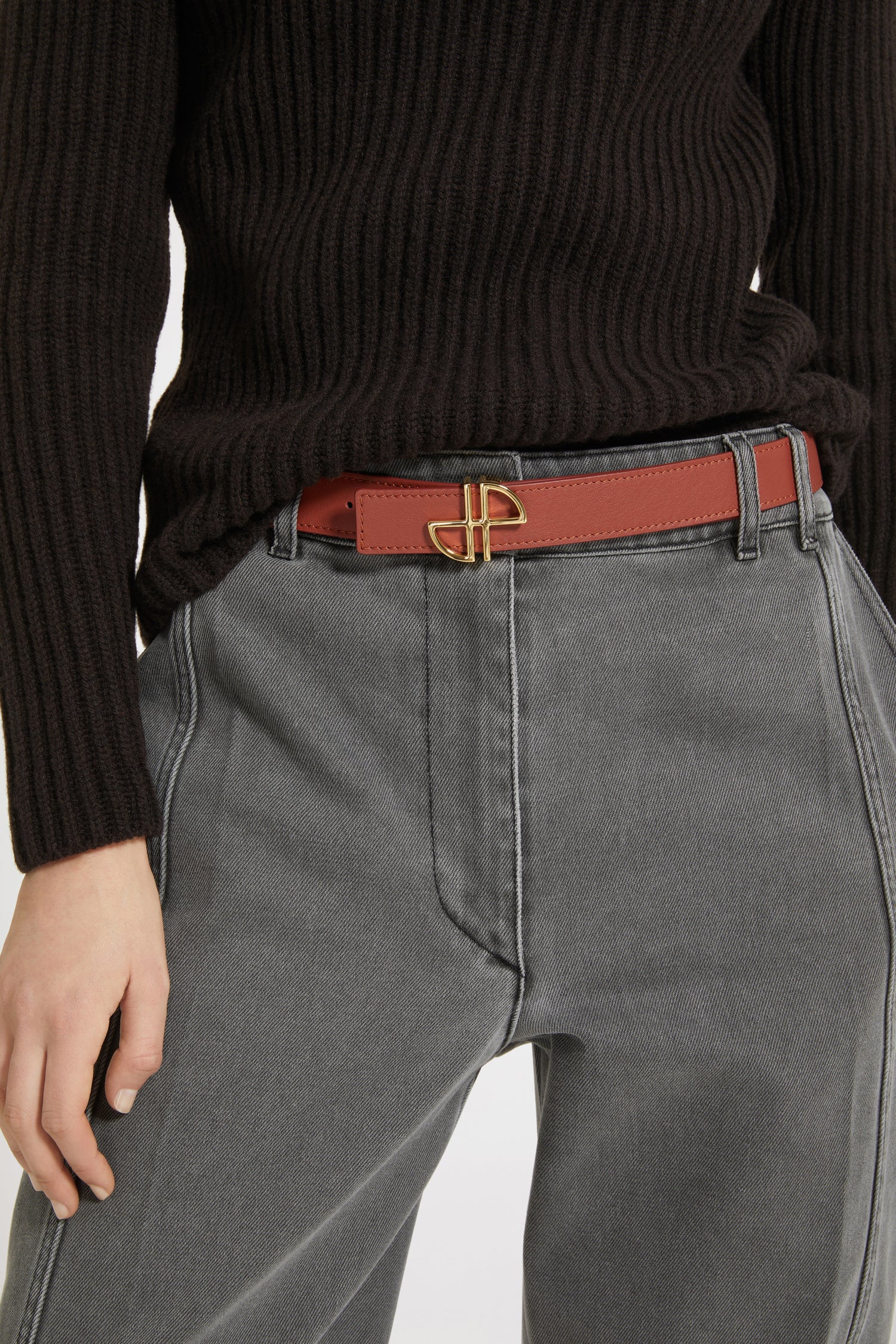 Patou BE001 ceinture cuir marron réversible S-M-L