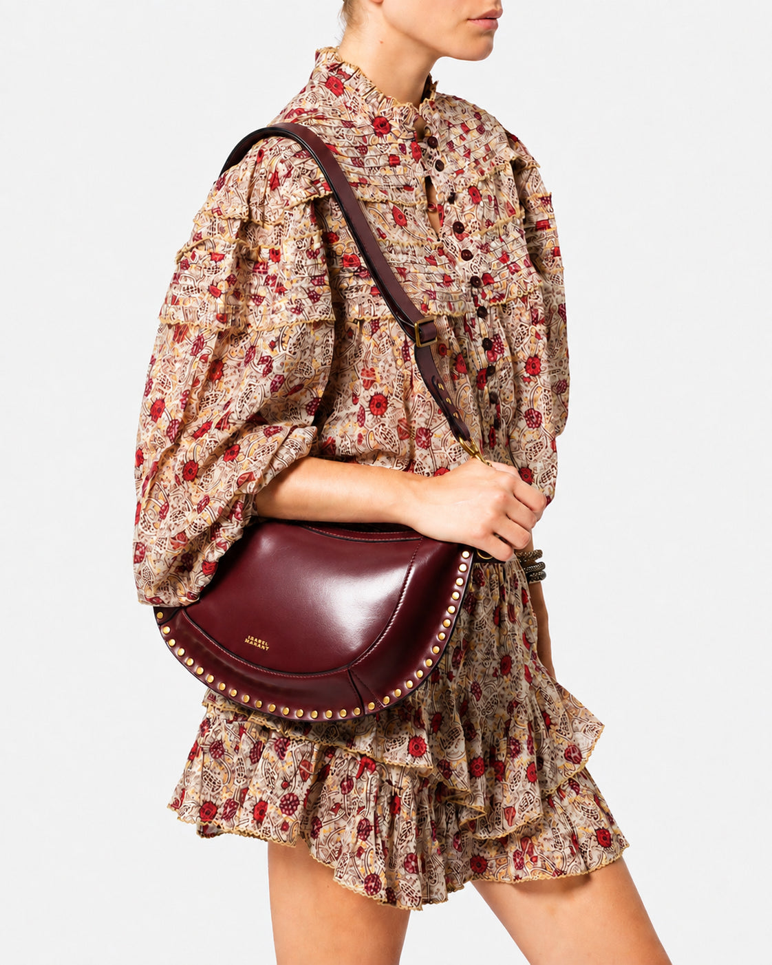 Isabel Marant Naoko sac cuir bordeaux 33 cm