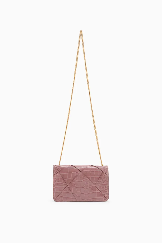 Ulla Johnson Charlotte Flap Bag sac Rosa croco chaîne