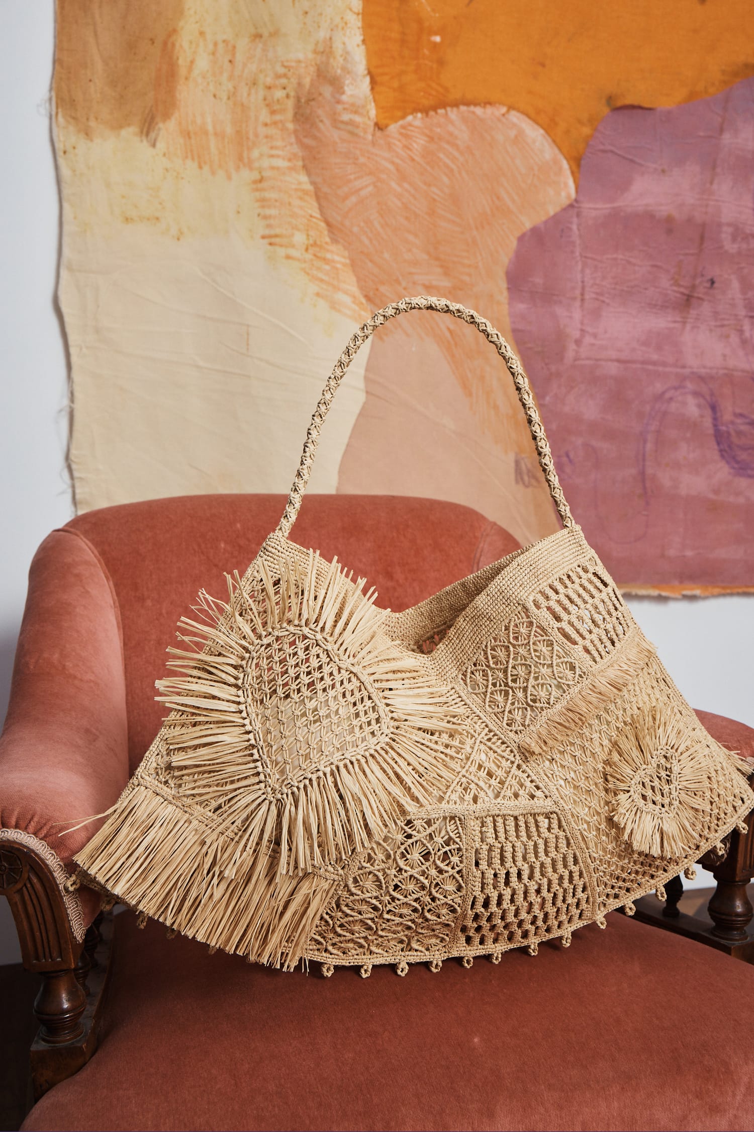 Alemäis Tote sac raphia macramé maxi taille unique