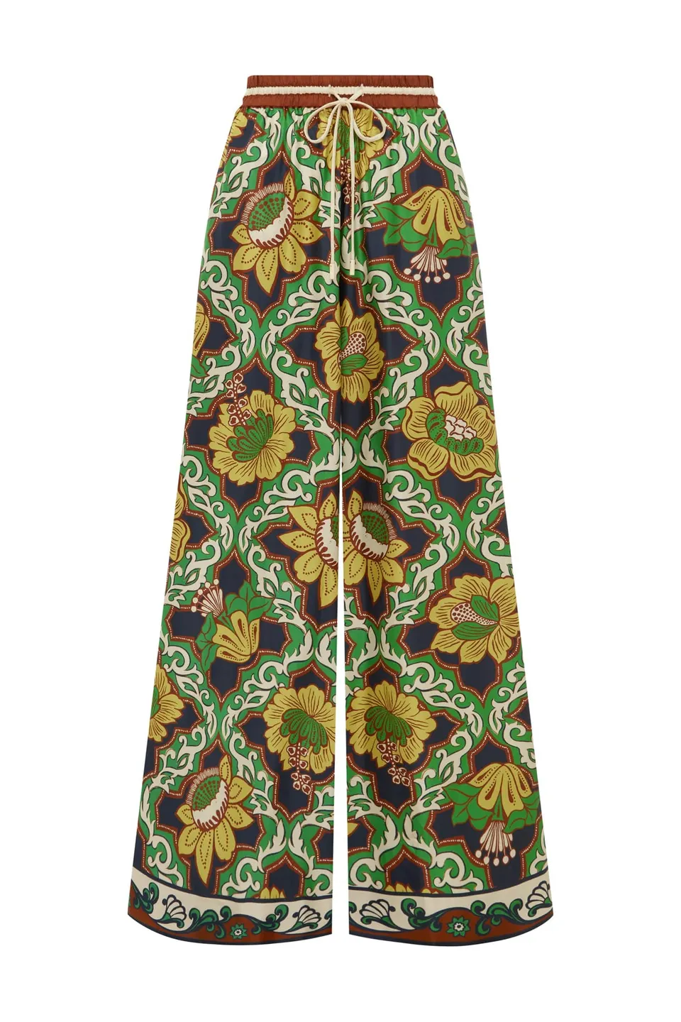 Alemais Liana pantalon palazzo soie imprimé