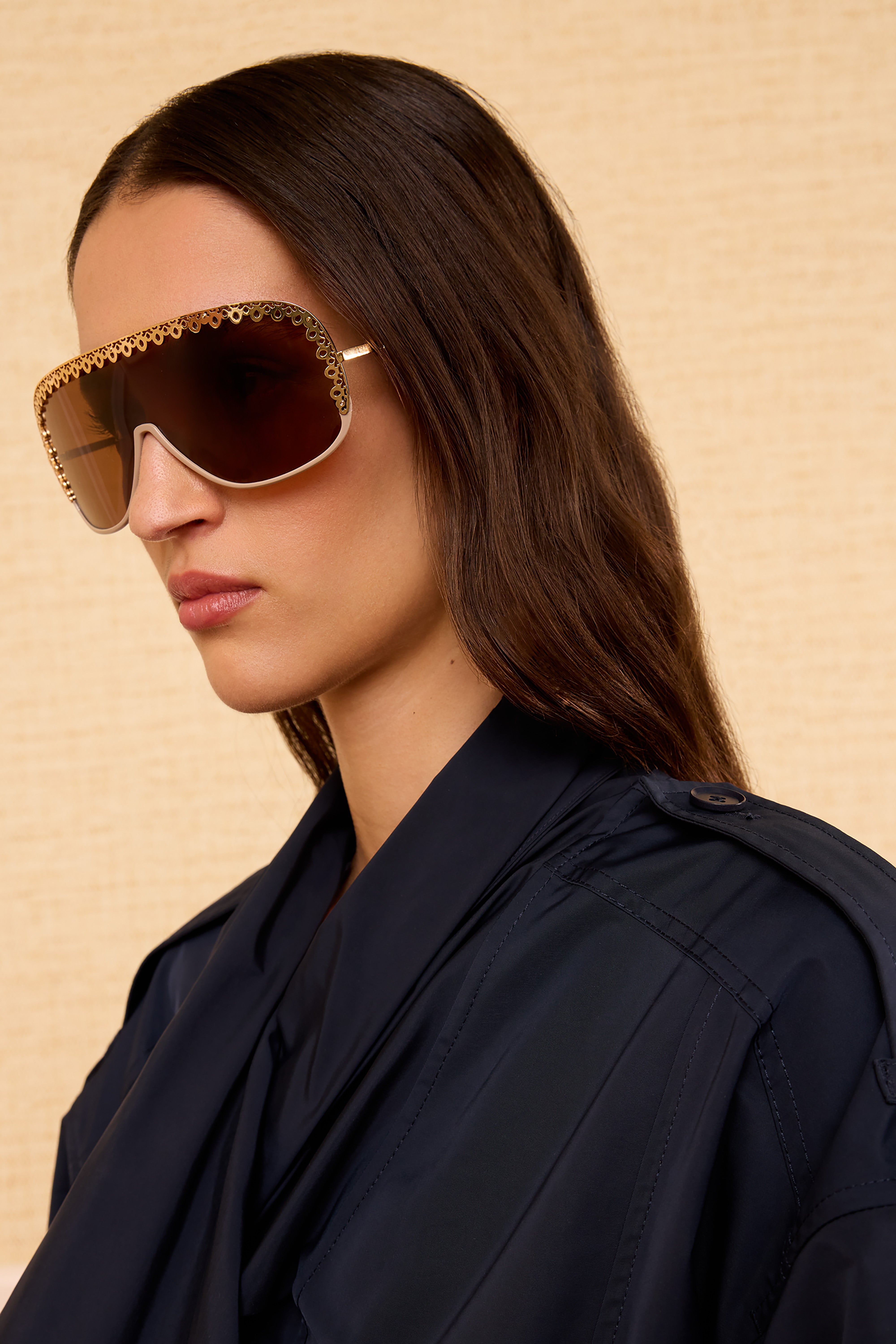 Ulla Johnson Lucien lunettes soleil Fawn métal doré