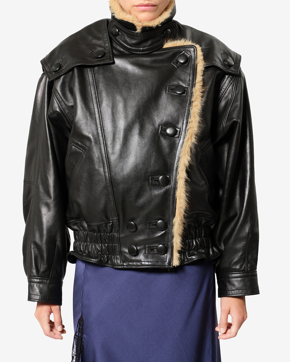 Isabel Marant Valina veste cuir agneau oversize noir