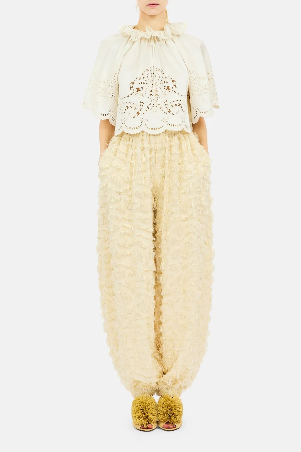 Ulla Johnson Elvira SP270411 pantalon Eggshell à franges