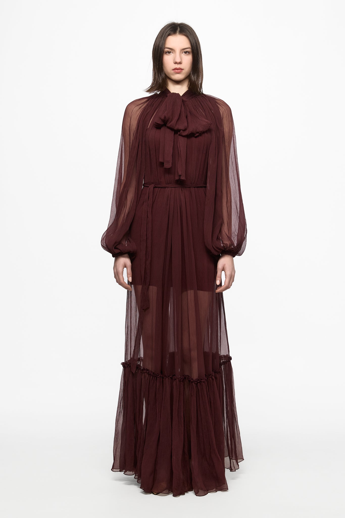 ATU Body Couture SILK Chiffon robe chemise S bordeaux