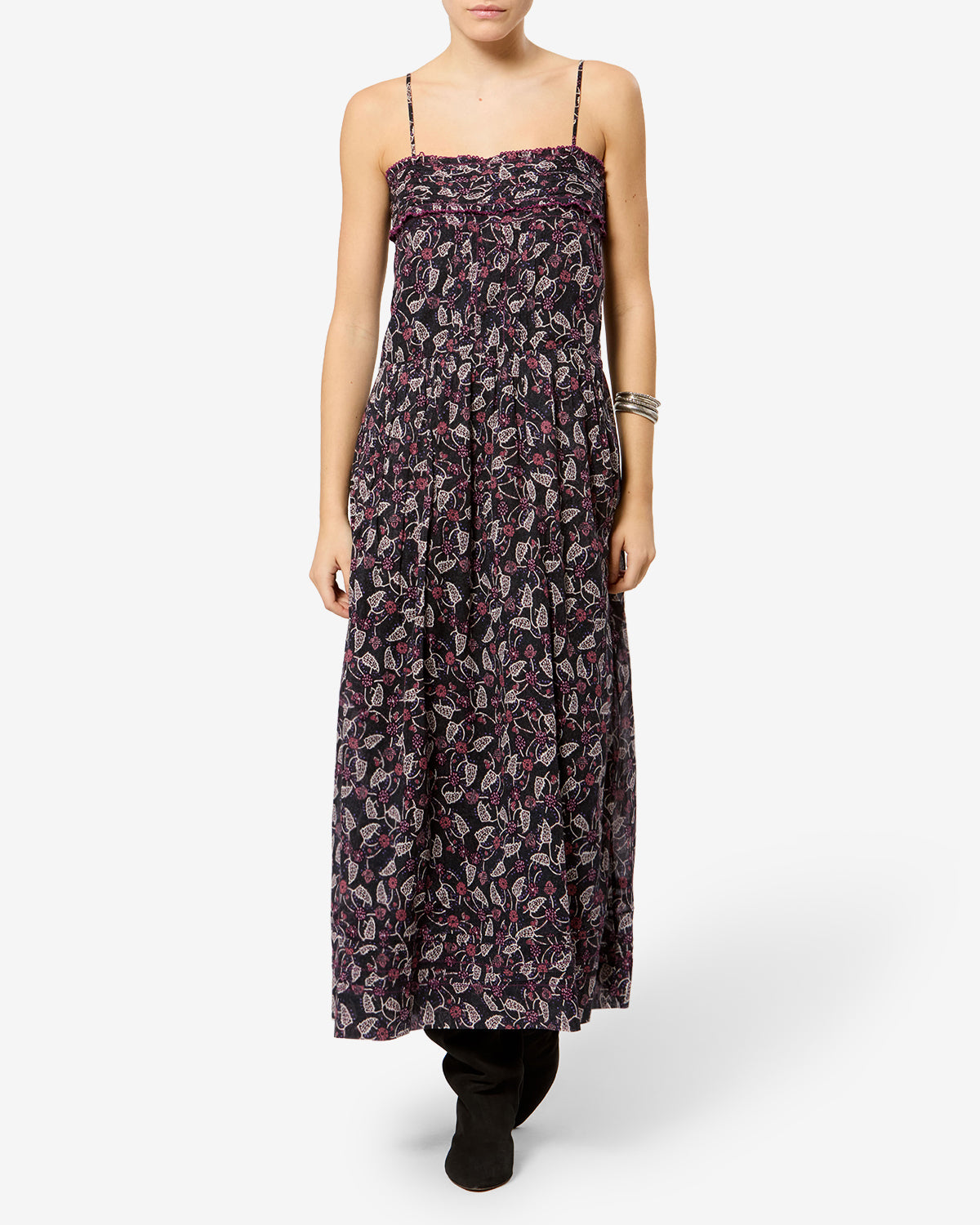 Isabel Marant Demy RO1177FA-D3J03E robe longue Noir Framboise