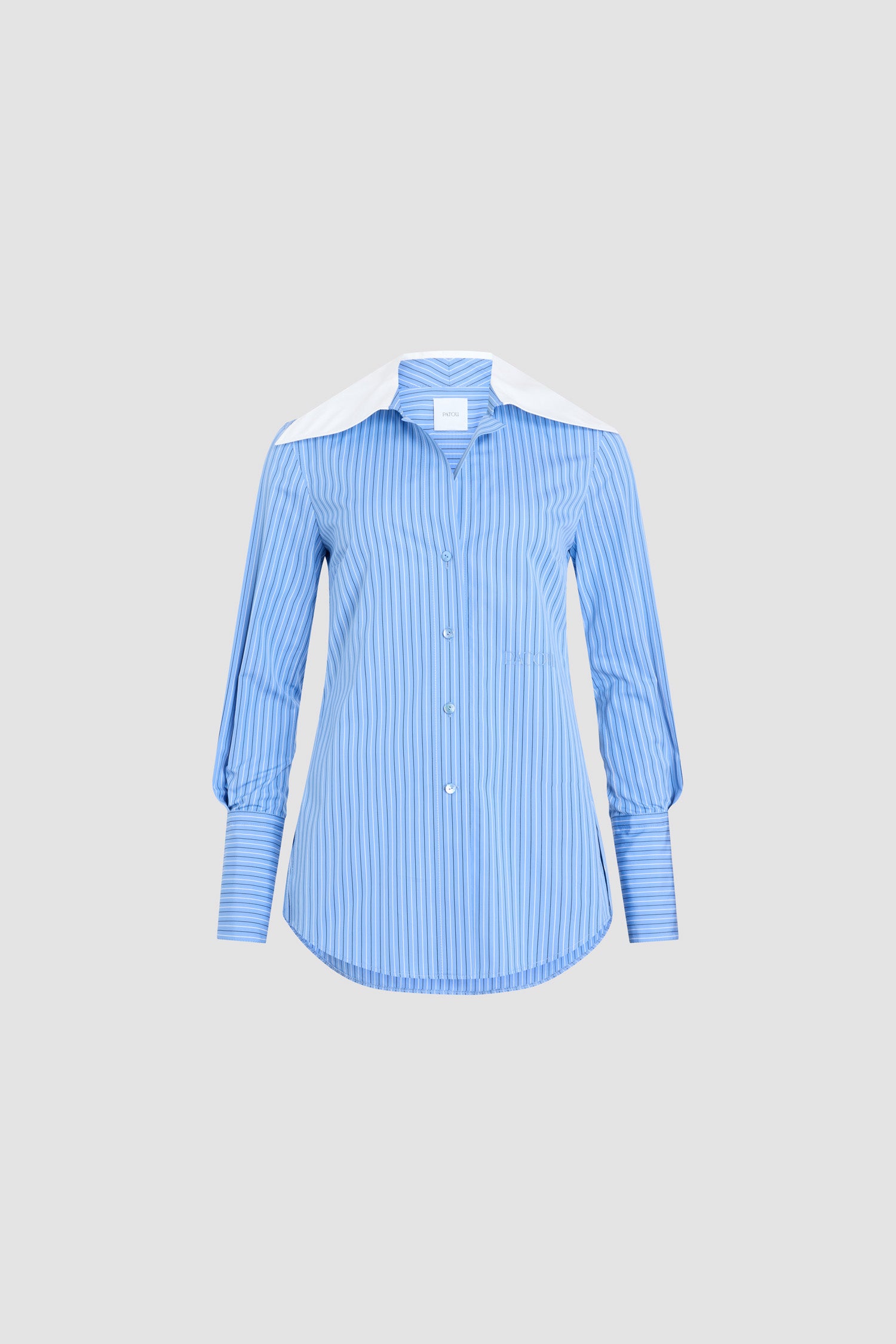 Patou BL048 Blouse Popeline Coton Bio Bleu Glace Rayé