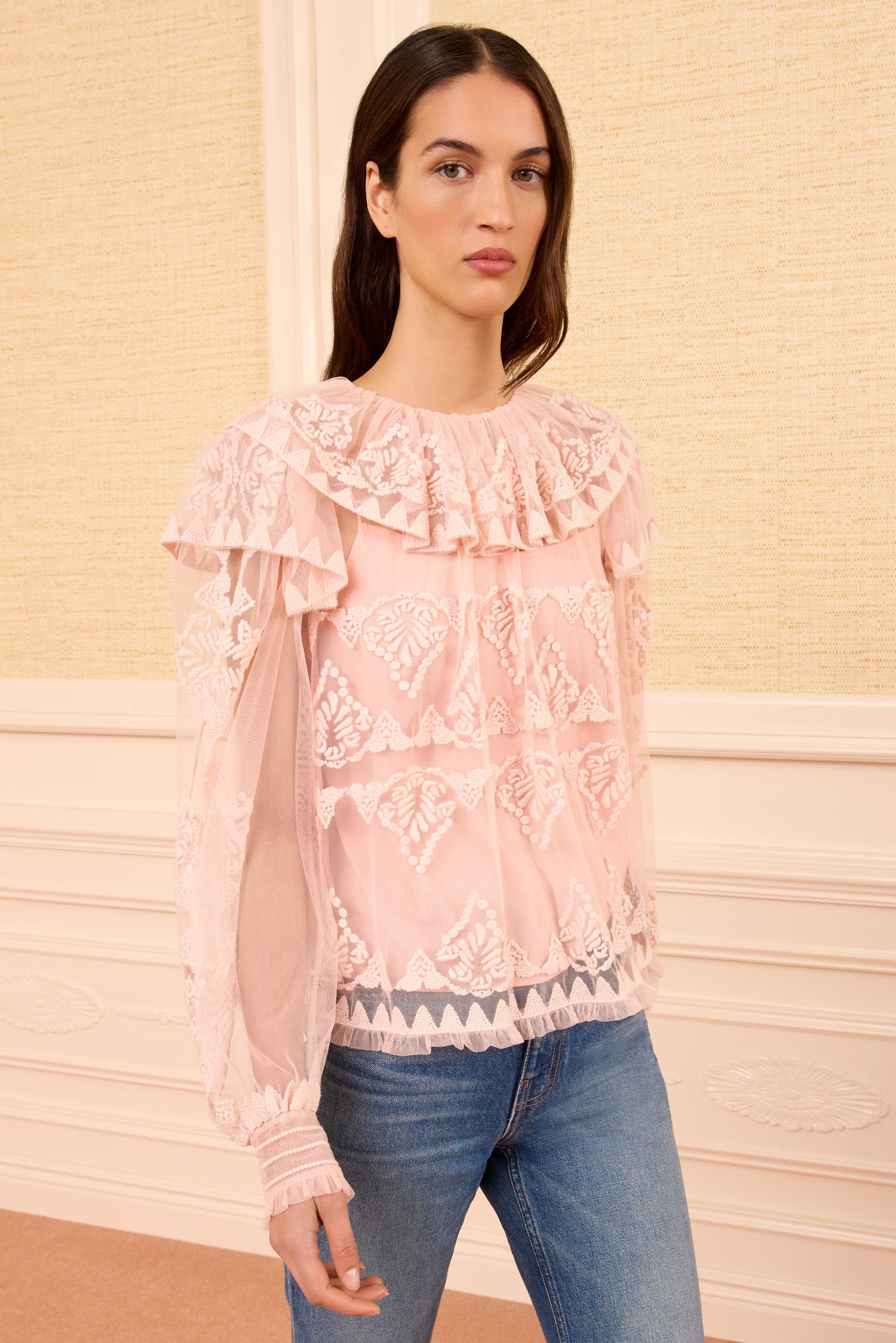 Ulla Johnson Ivy blouse tulle rose Blush