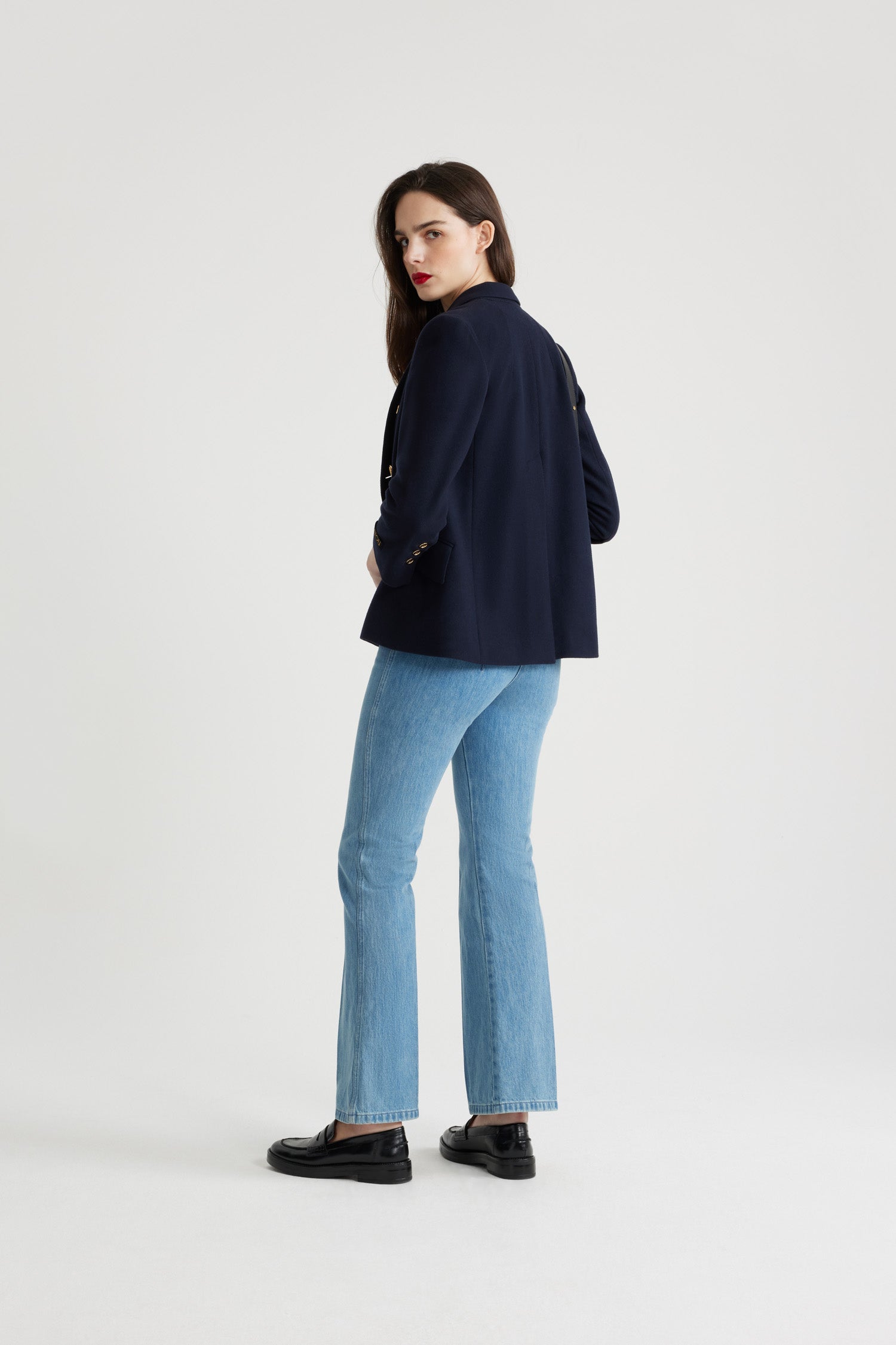 Patou veste croisée laine cachemire bleu marine 34