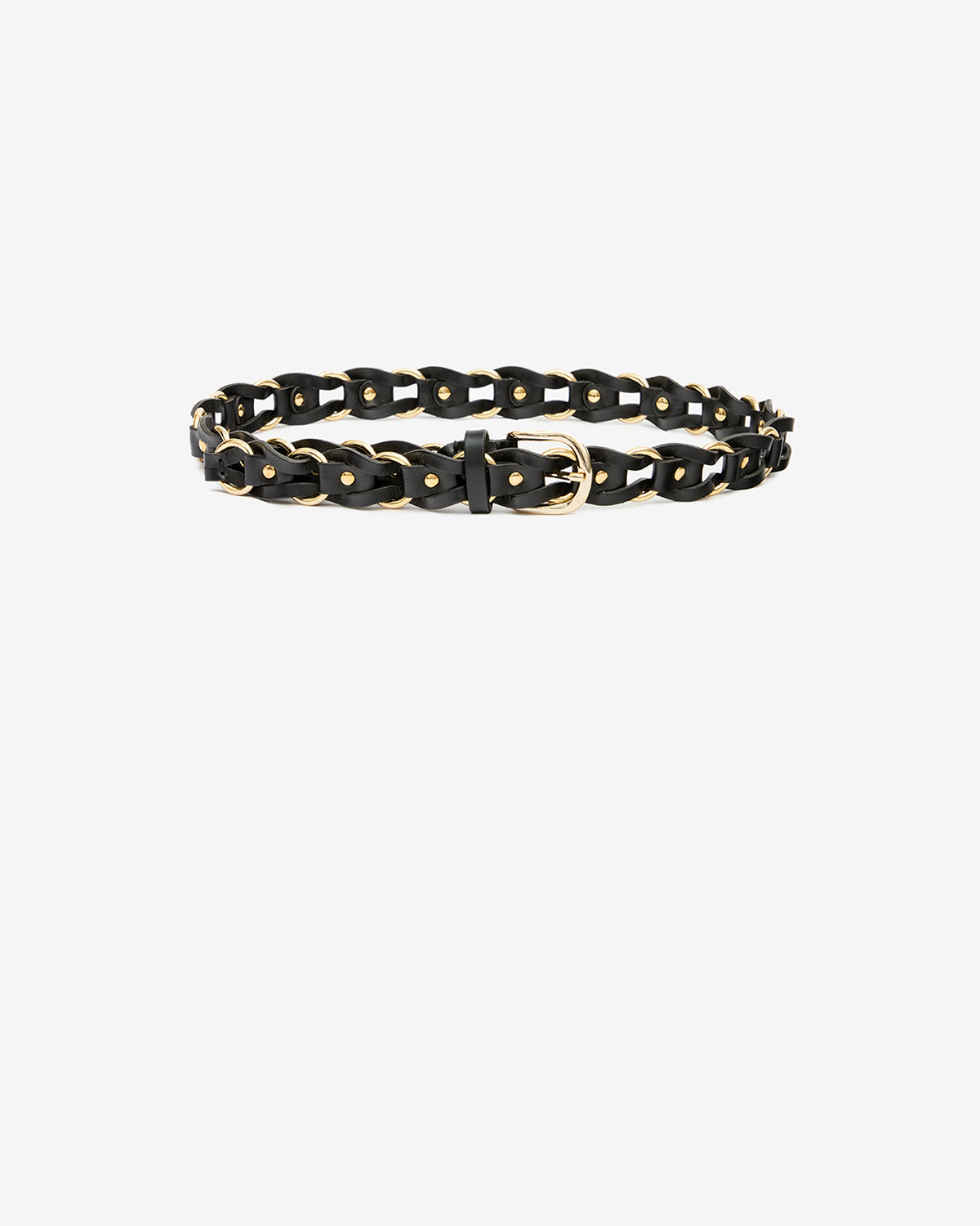 Isabel Marant Bali CE266CFA ceinture cuir noir et doré 3 cm