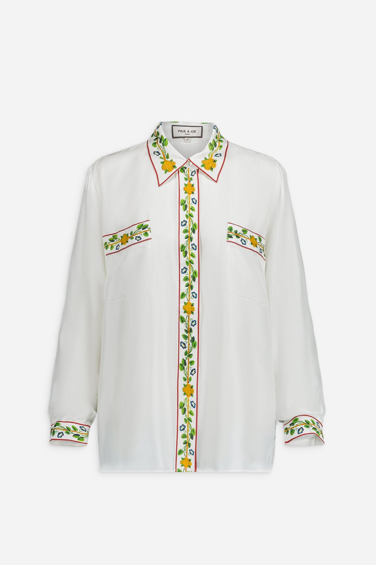 Paul & Joe Emma chemise twill soie imprimé poches taille 1