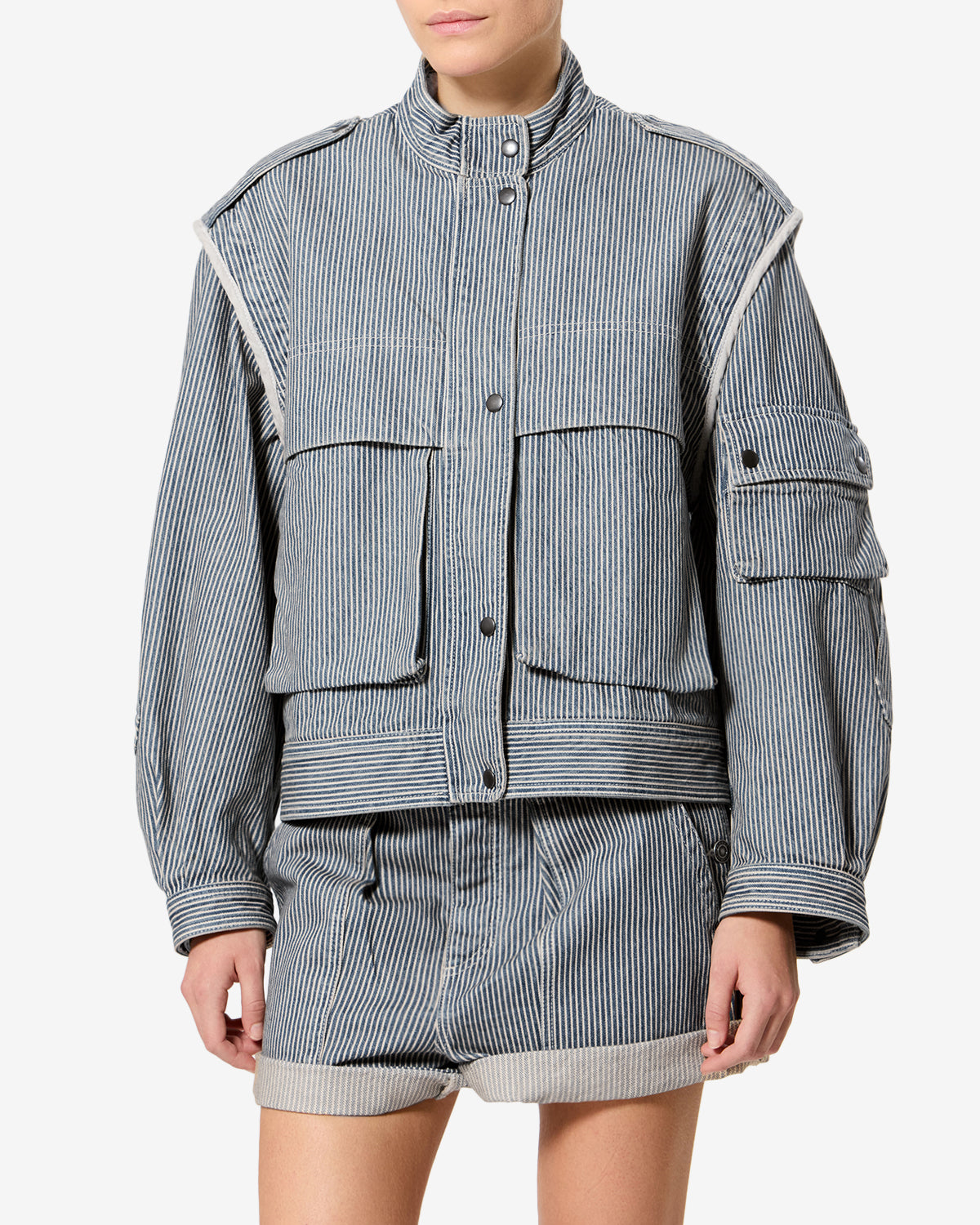 Isabel Marant Edany veste coton bleu-blanc