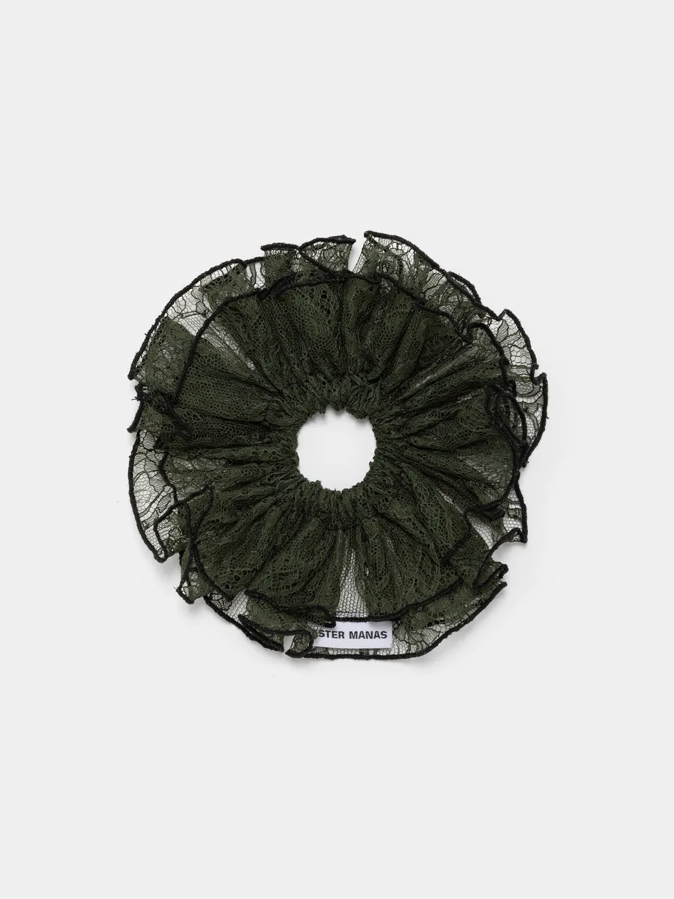 Ester Manas Scrunchies Olive Ruffled Chouchou dentelle olive