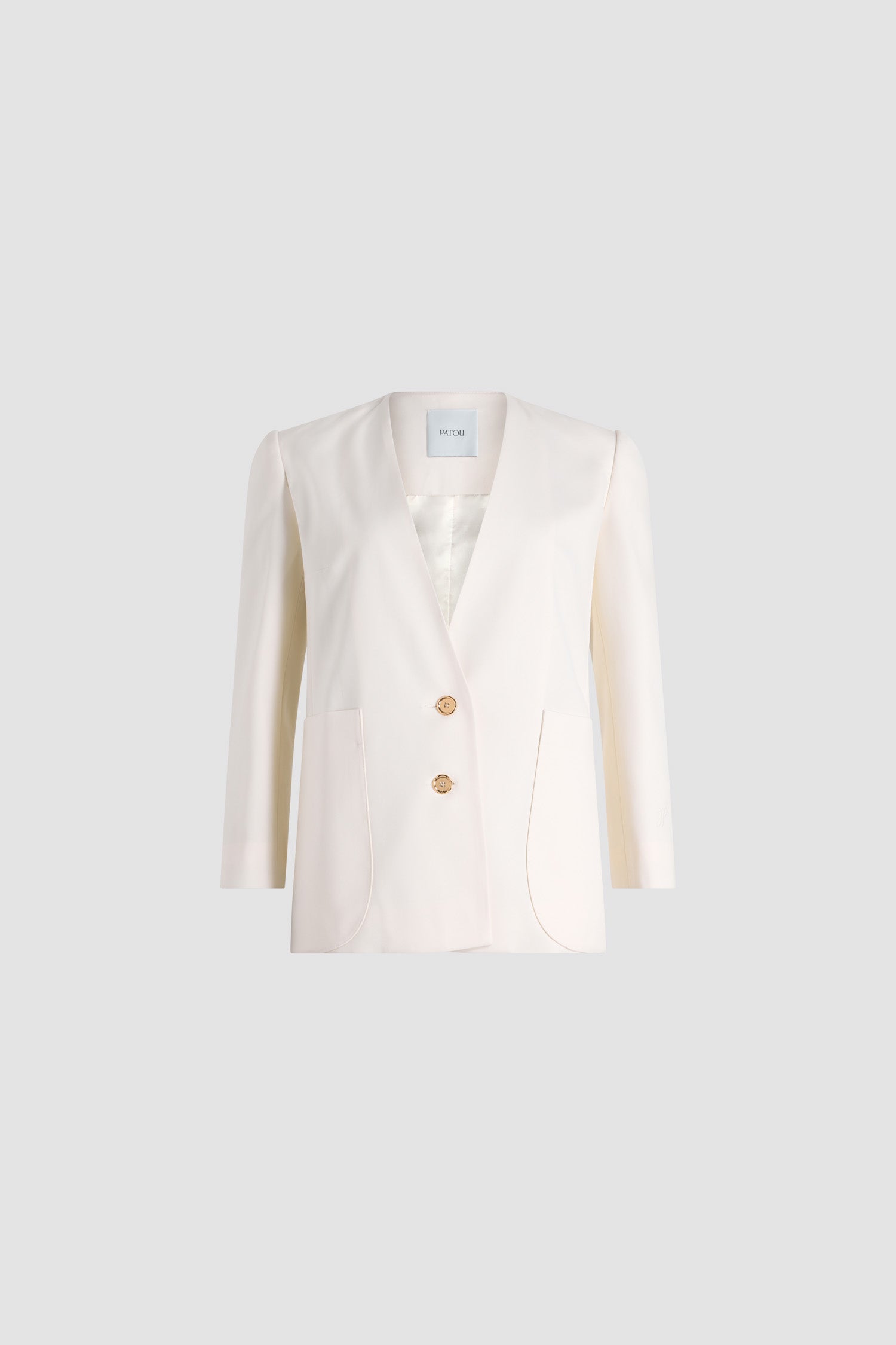 Patou P25JA0510103007W veste laine ivoire sans col