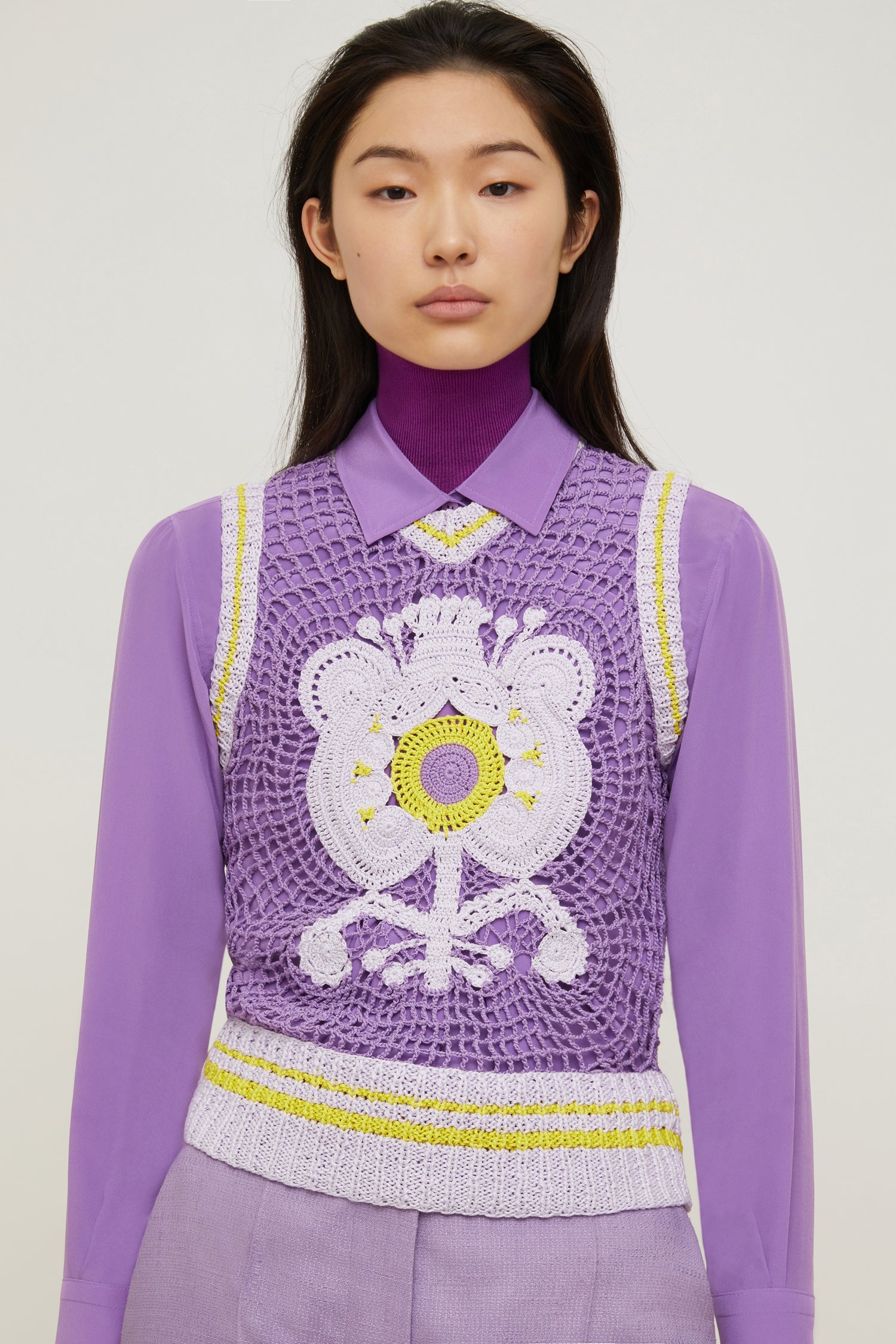 Patou KN051 gilet crochet Lilac Flower lilas